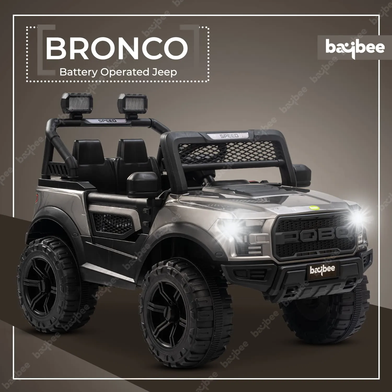 Baybee Bronco Kids Battery Operated Jeep for Kids with RGB Light & Music (Painted)
