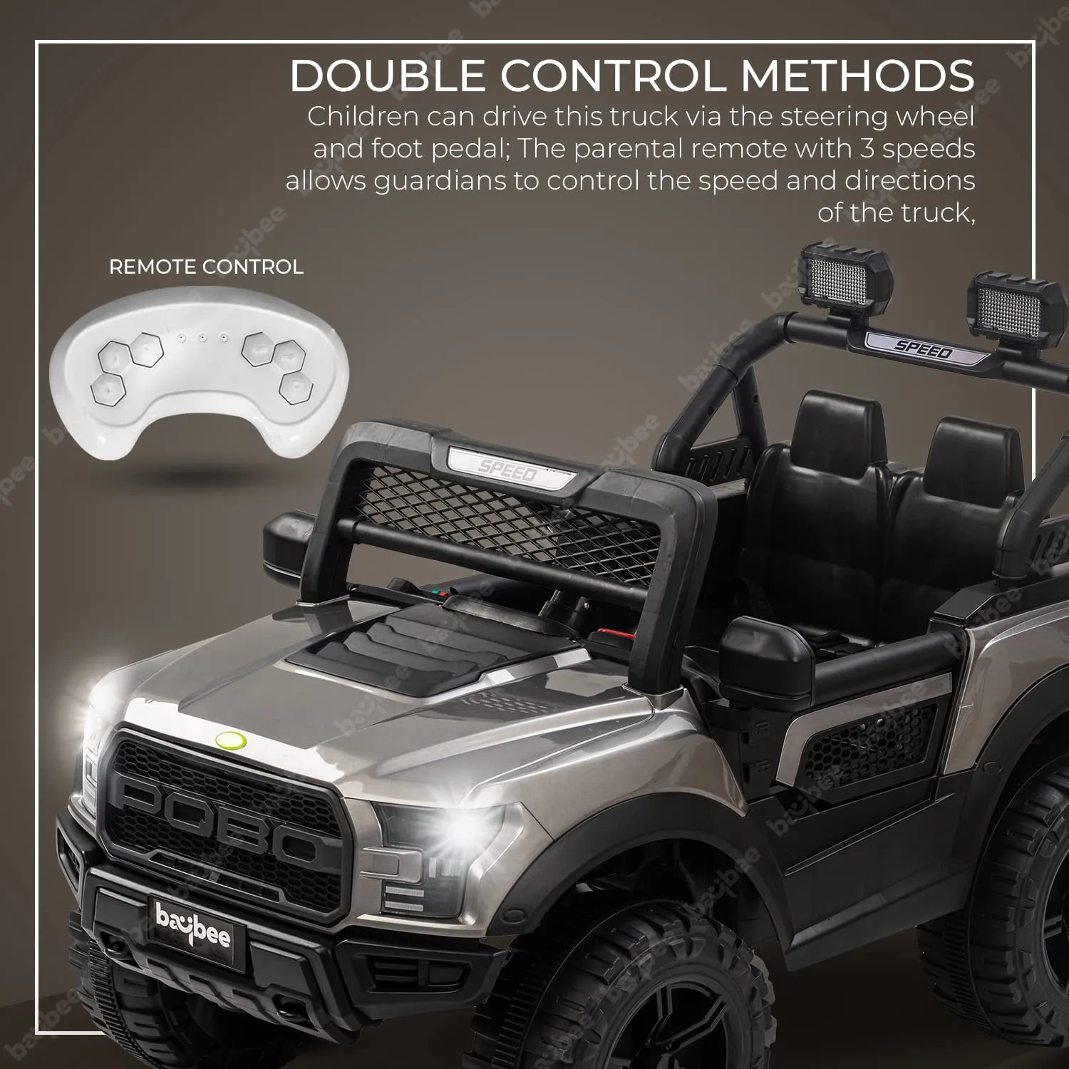 Baybee Bronco Kids Battery Operated Jeep for Kids with RGB Light & Music (Painted)