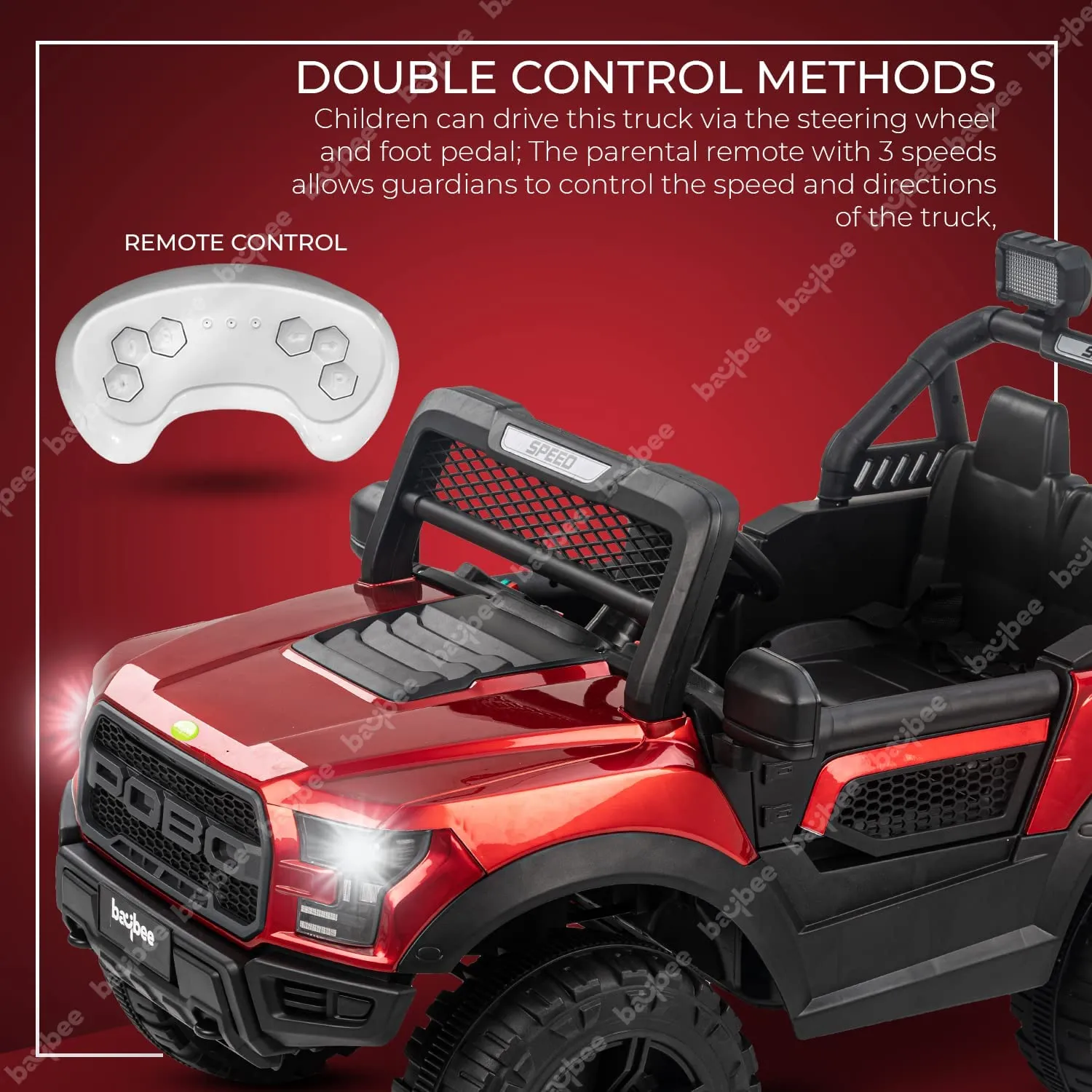 Baybee Bronco Kids Battery Operated Jeep for Kids with RGB Light & Music (Painted)