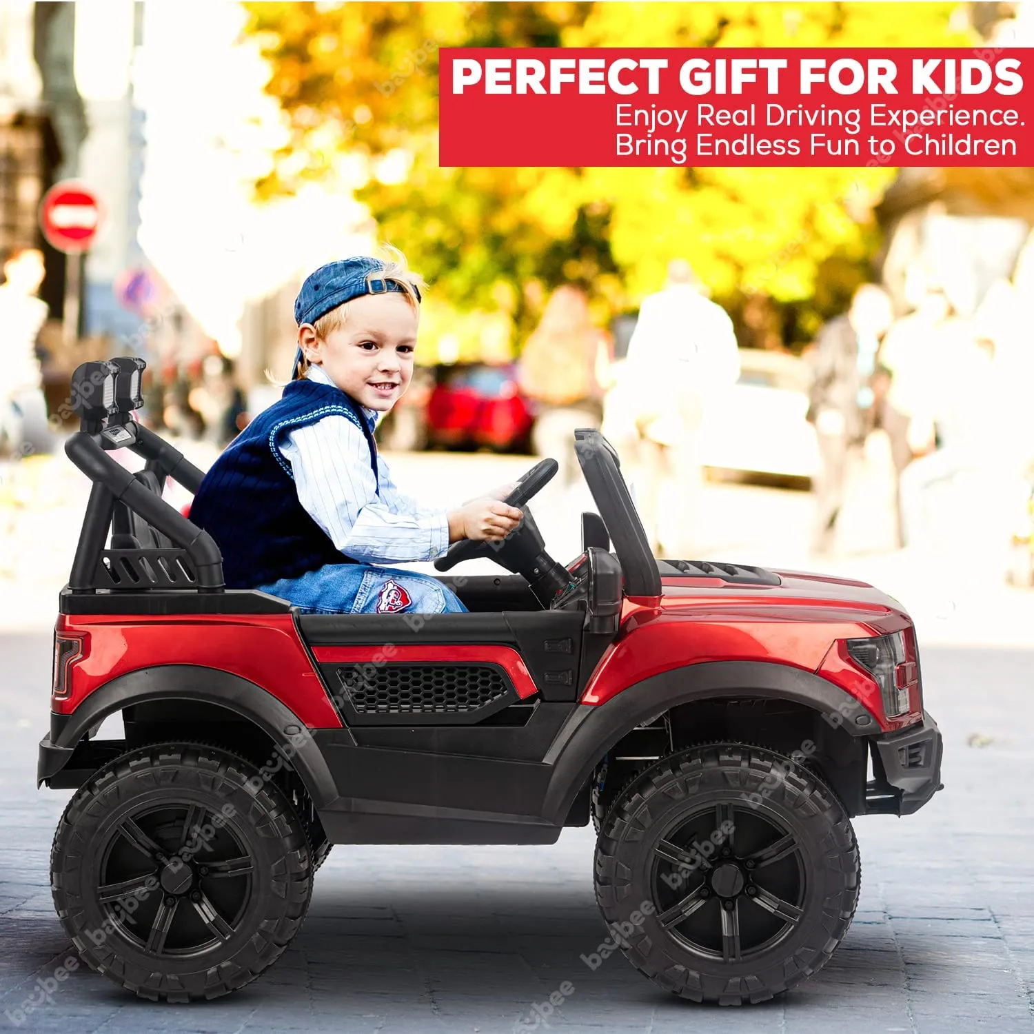 Baybee Bronco Kids Battery Operated Jeep for Kids with RGB Light & Music (Painted)