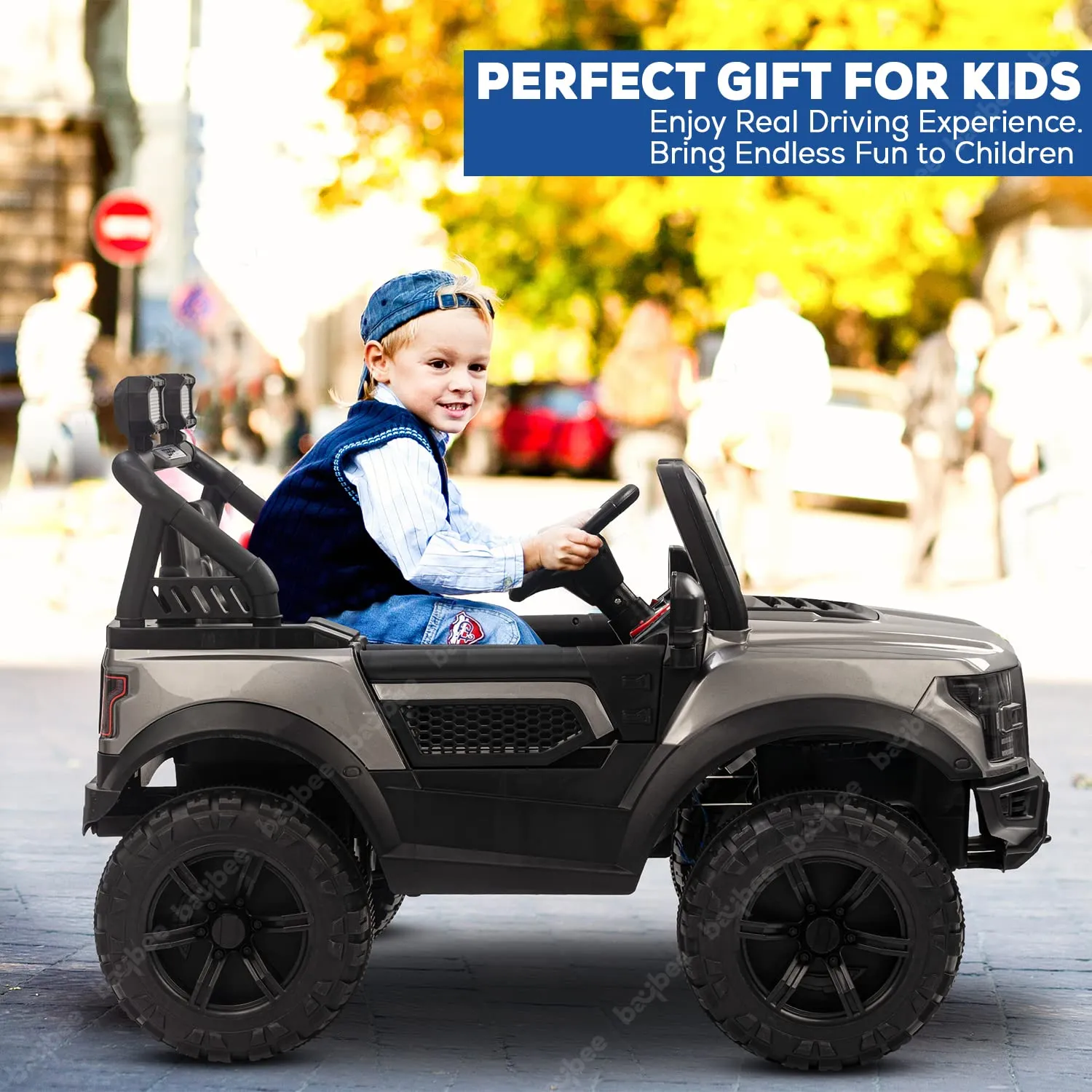 Baybee Bronco Kids Battery Operated Jeep for Kids with RGB Light & Music (Painted)