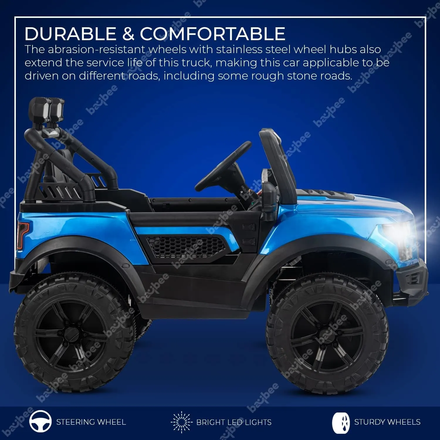 Baybee Bronco Kids Battery Operated Jeep for Kids with RGB Light & Music (Painted)