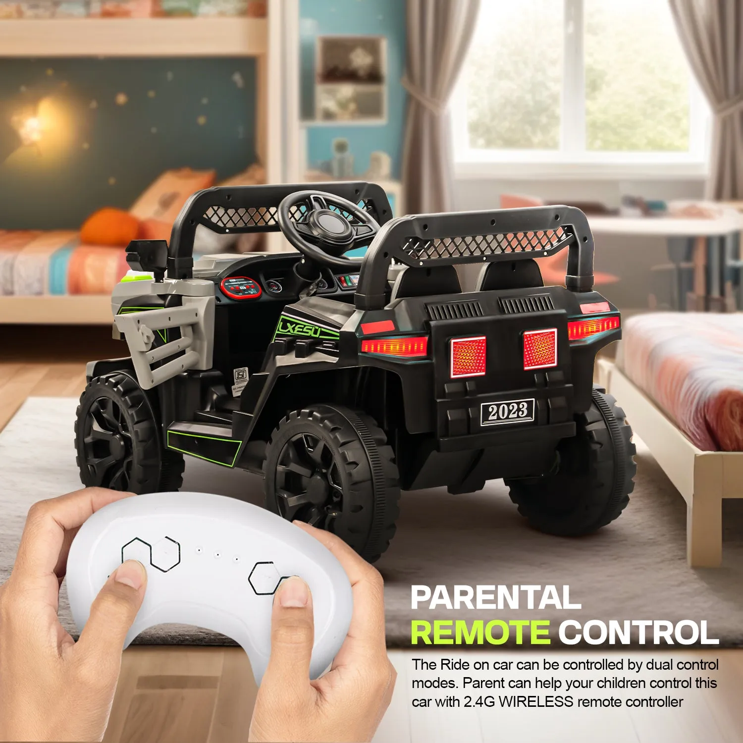 Baybee Panther Battery Operated Jeep for Kids, Ride on Baby Car with Music & Light | Kids Jeep Rechargeable Battery Car - 2 to 6 Years