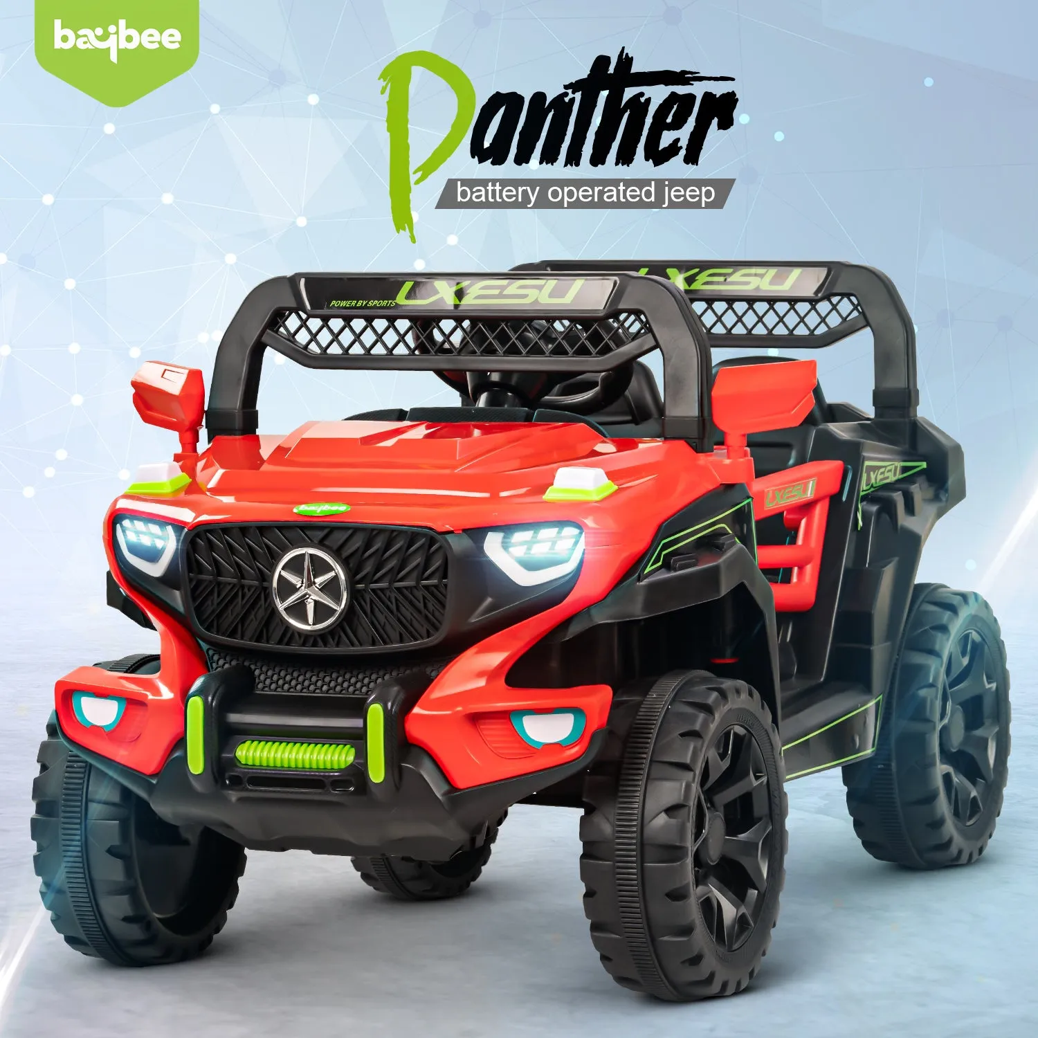 Baybee Panther Battery Operated Jeep for Kids, Ride on Baby Car with Music & Light | Kids Jeep Rechargeable Battery Car - 2 to 6 Years