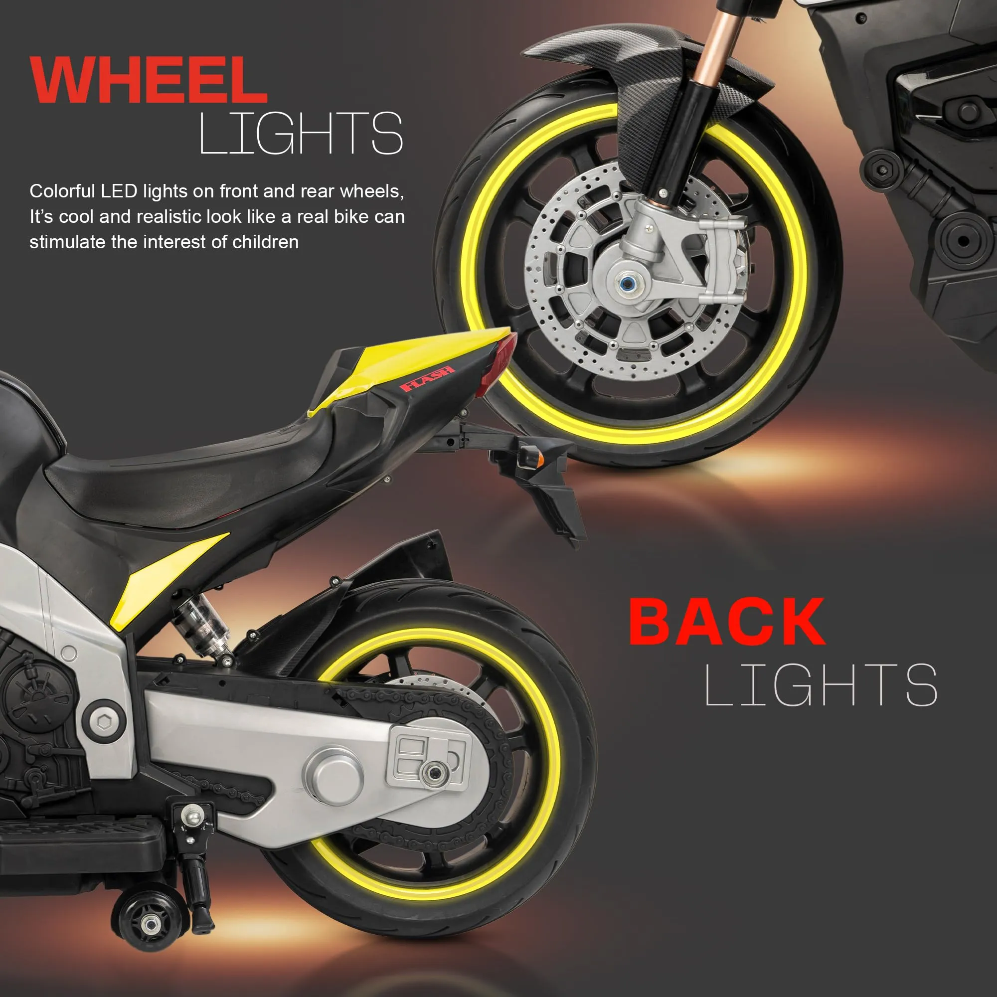 Baybee Racing series Battery Operated Bike with LED Light, Bluetooth & Music Bike for Kids to Drive 3 to 8 Years Boys Girls