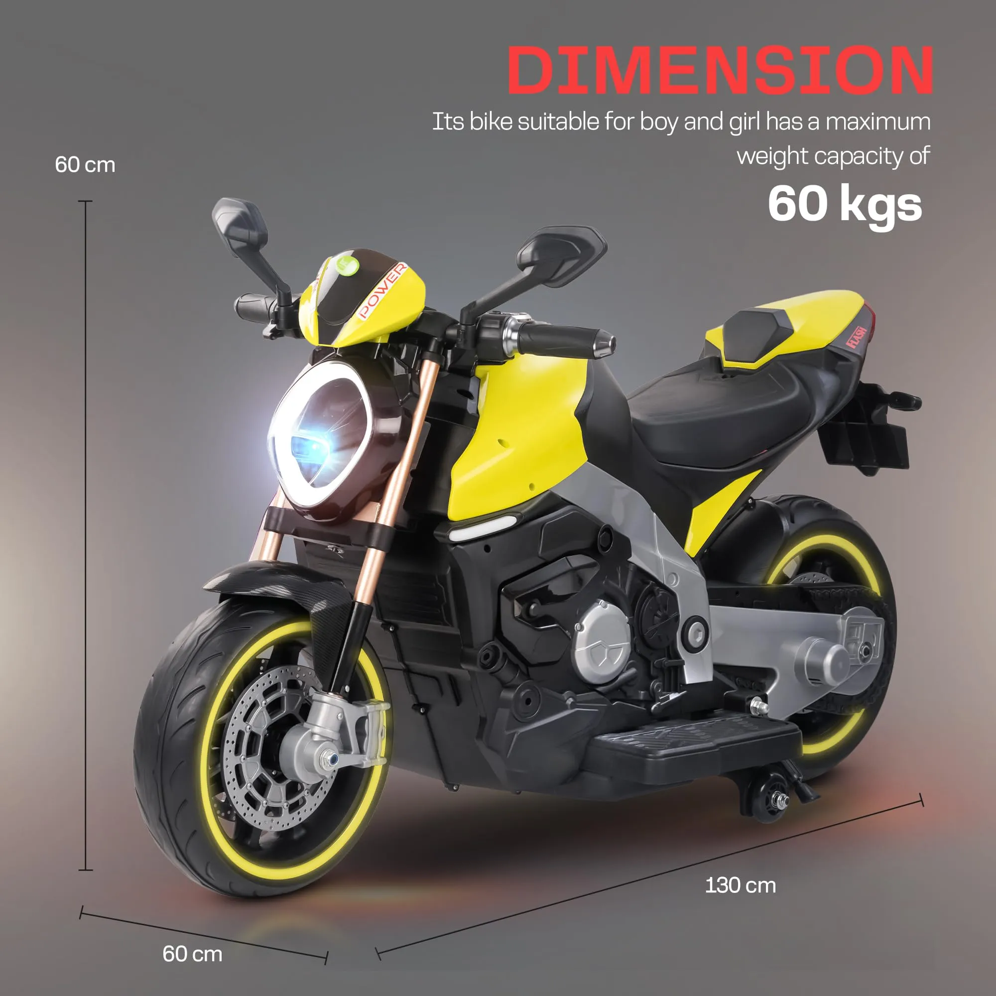 Baybee Racing series Battery Operated Bike with LED Light, Bluetooth & Music Bike for Kids to Drive 3 to 8 Years Boys Girls