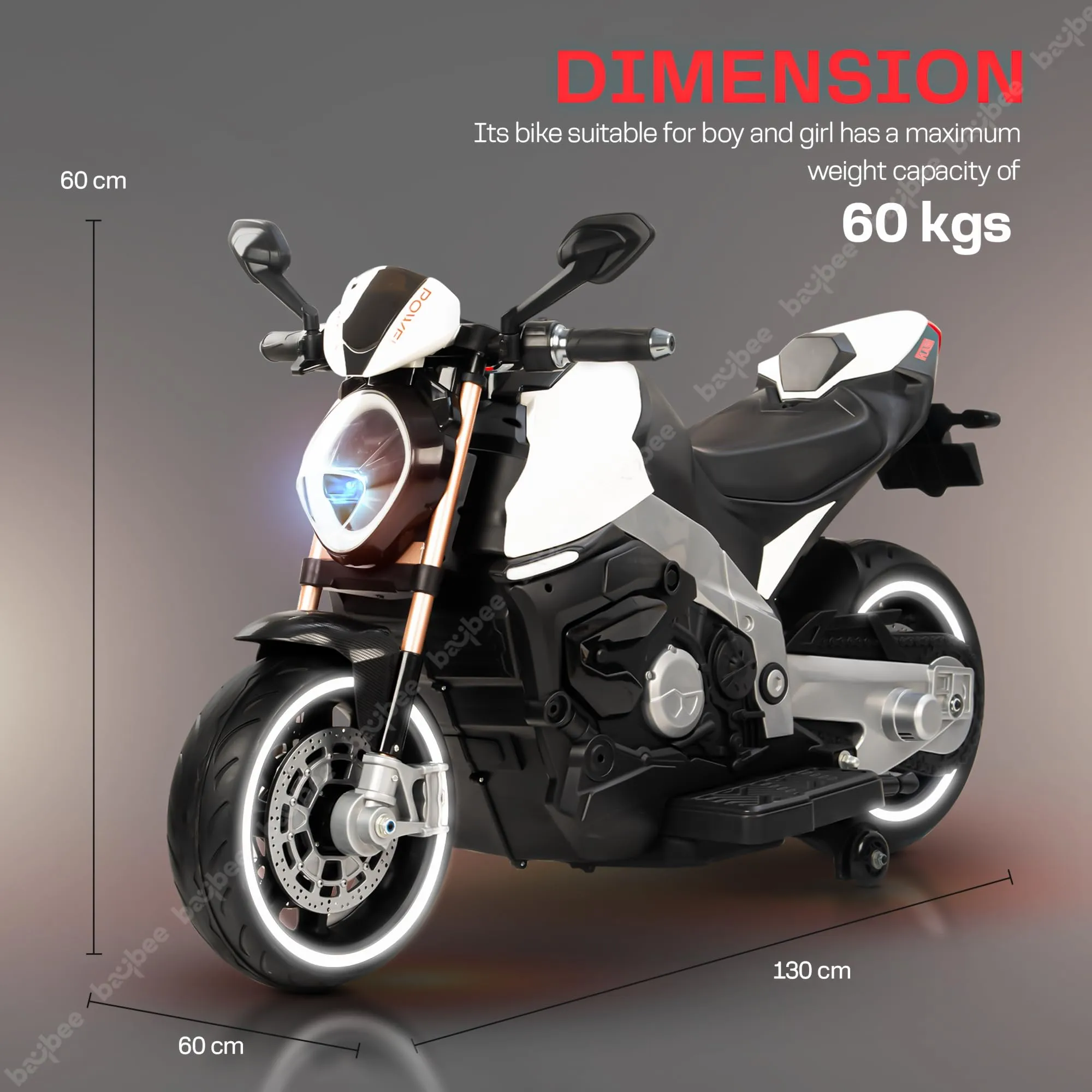 Baybee Racing series Battery Operated Bike with LED Light, Bluetooth & Music Bike for Kids to Drive 3 to 8 Years Boys Girls