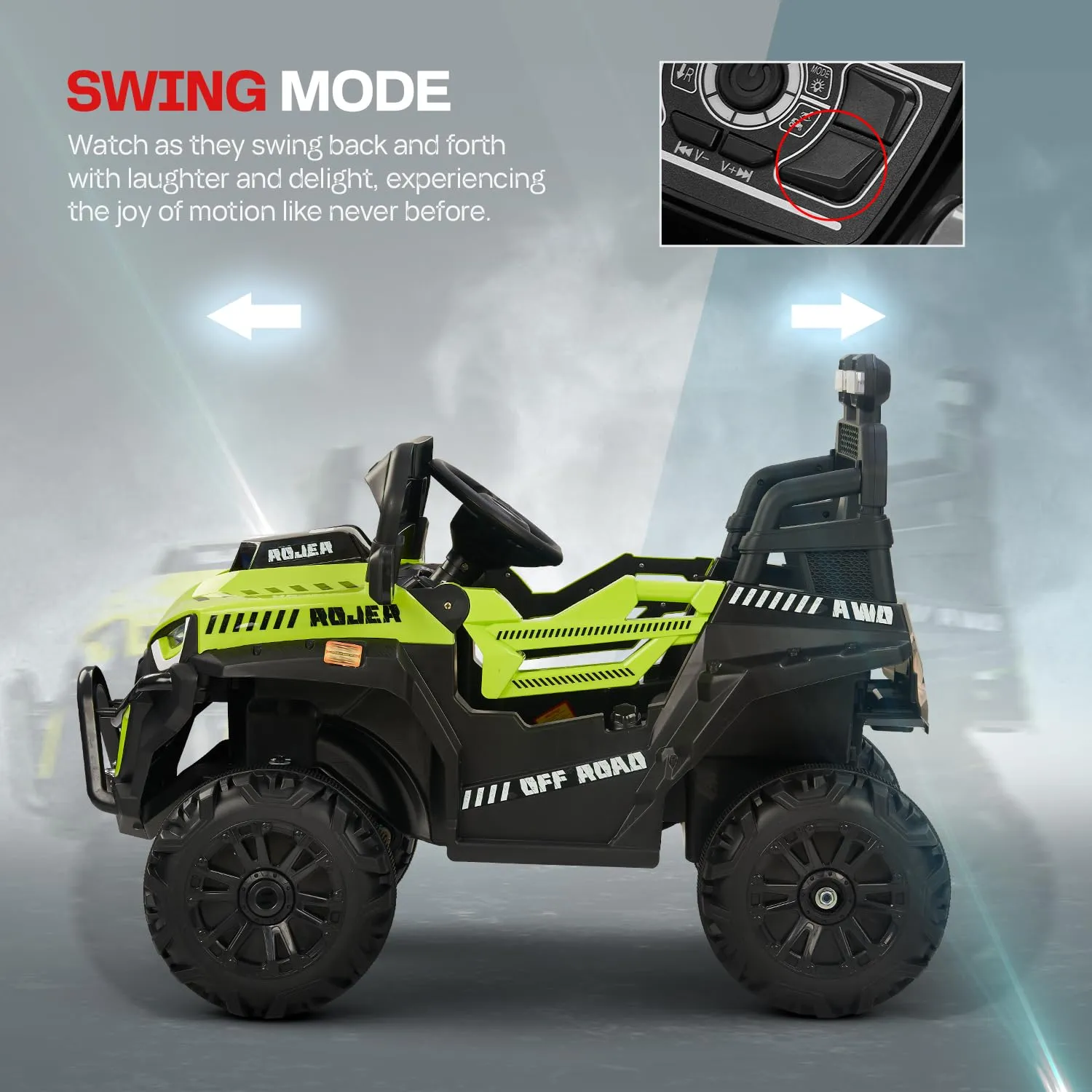 Baybee Roger Rechargeable Battery Operated Jeep for Kids with Light & Music, Electric Jeep for Kids to Drive 3 to 8 Years Boy Girl