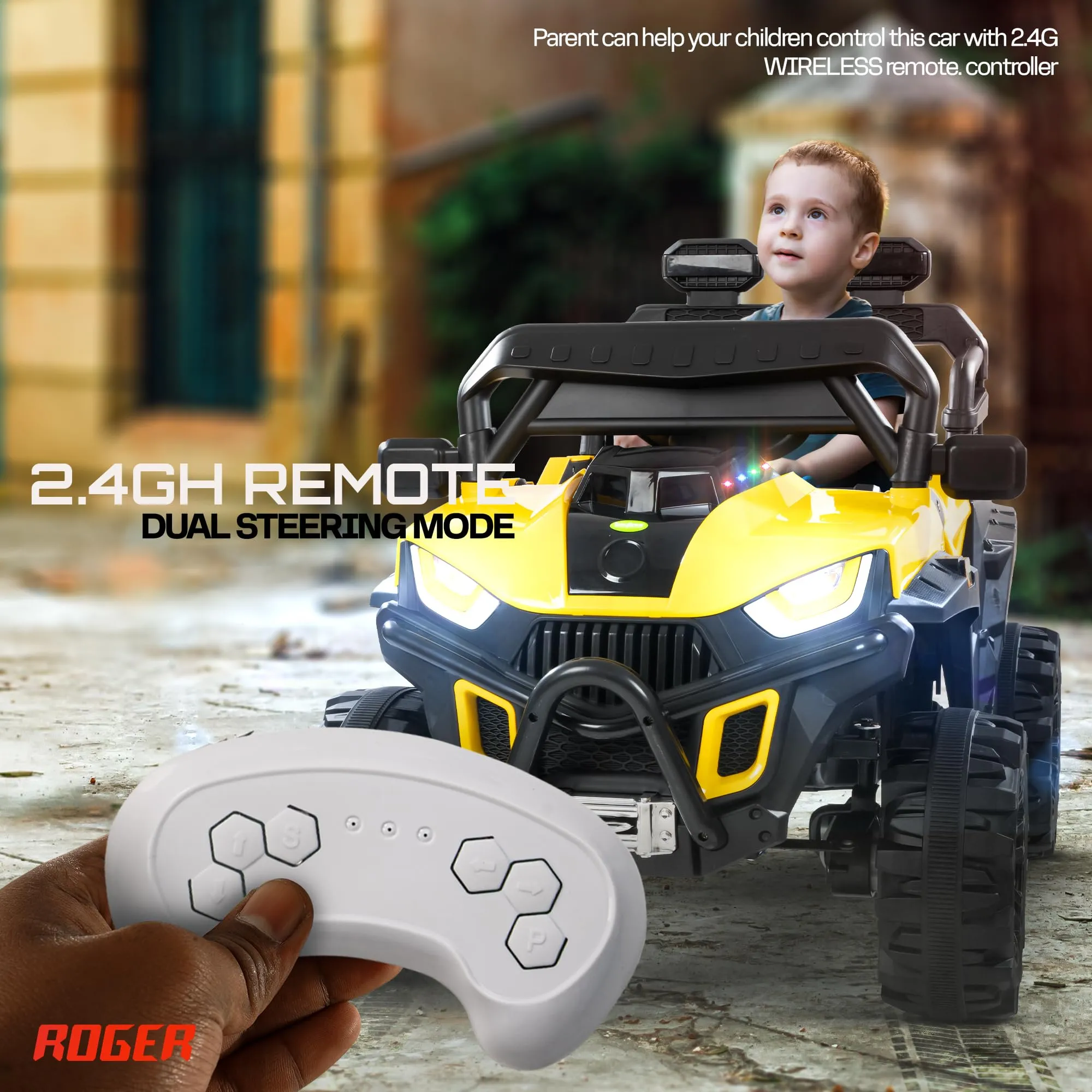 Baybee Roger Rechargeable Battery Operated Jeep for Kids with Light & Music, Electric Jeep for Kids to Drive 3 to 8 Years Boy Girl