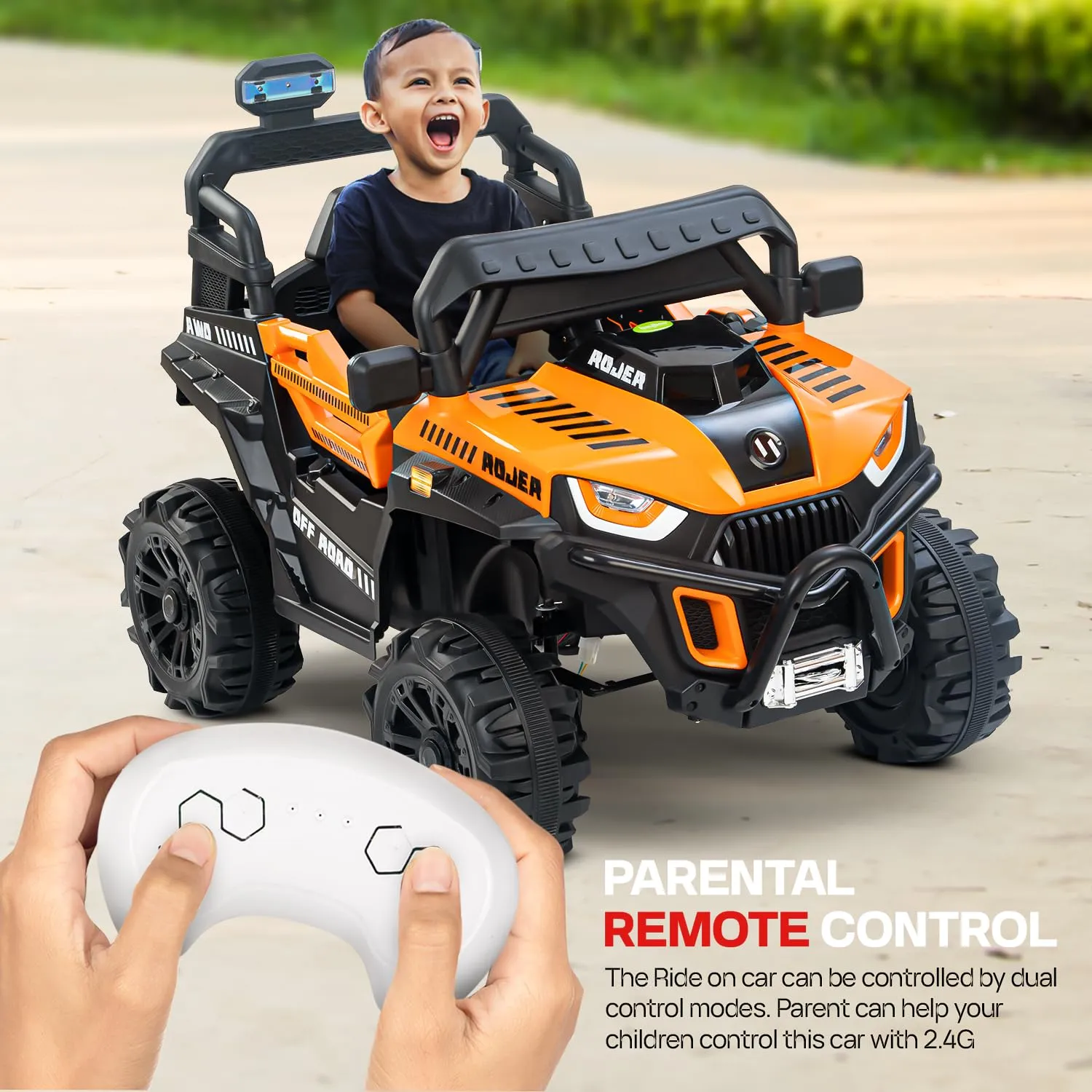 Baybee Roger Rechargeable Battery Operated Jeep for Kids with Light & Music, Electric Jeep for Kids to Drive 3 to 8 Years Boy Girl