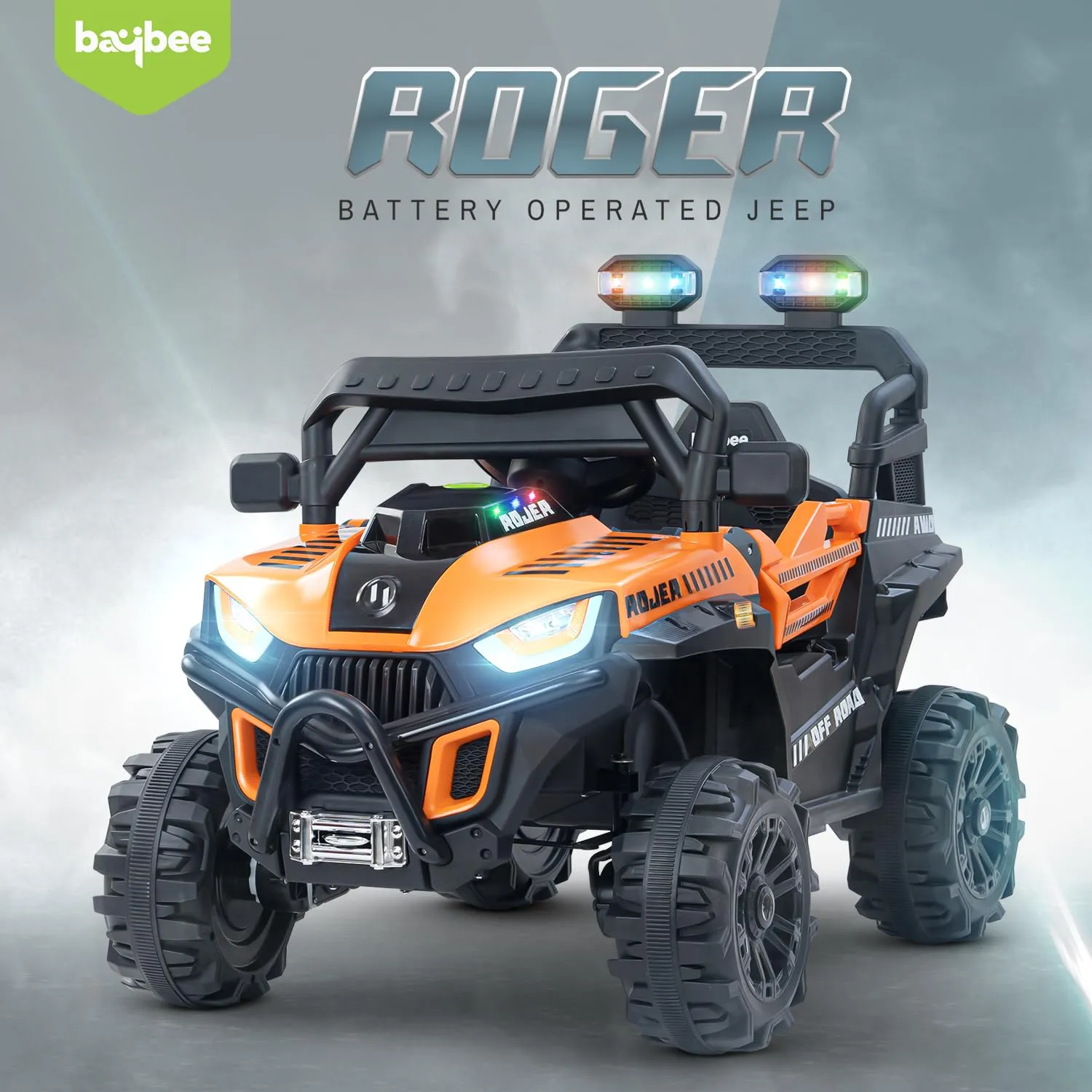 Baybee Roger Rechargeable Battery Operated Jeep for Kids with Light & Music, Electric Jeep for Kids to Drive 3 to 8 Years Boy Girl