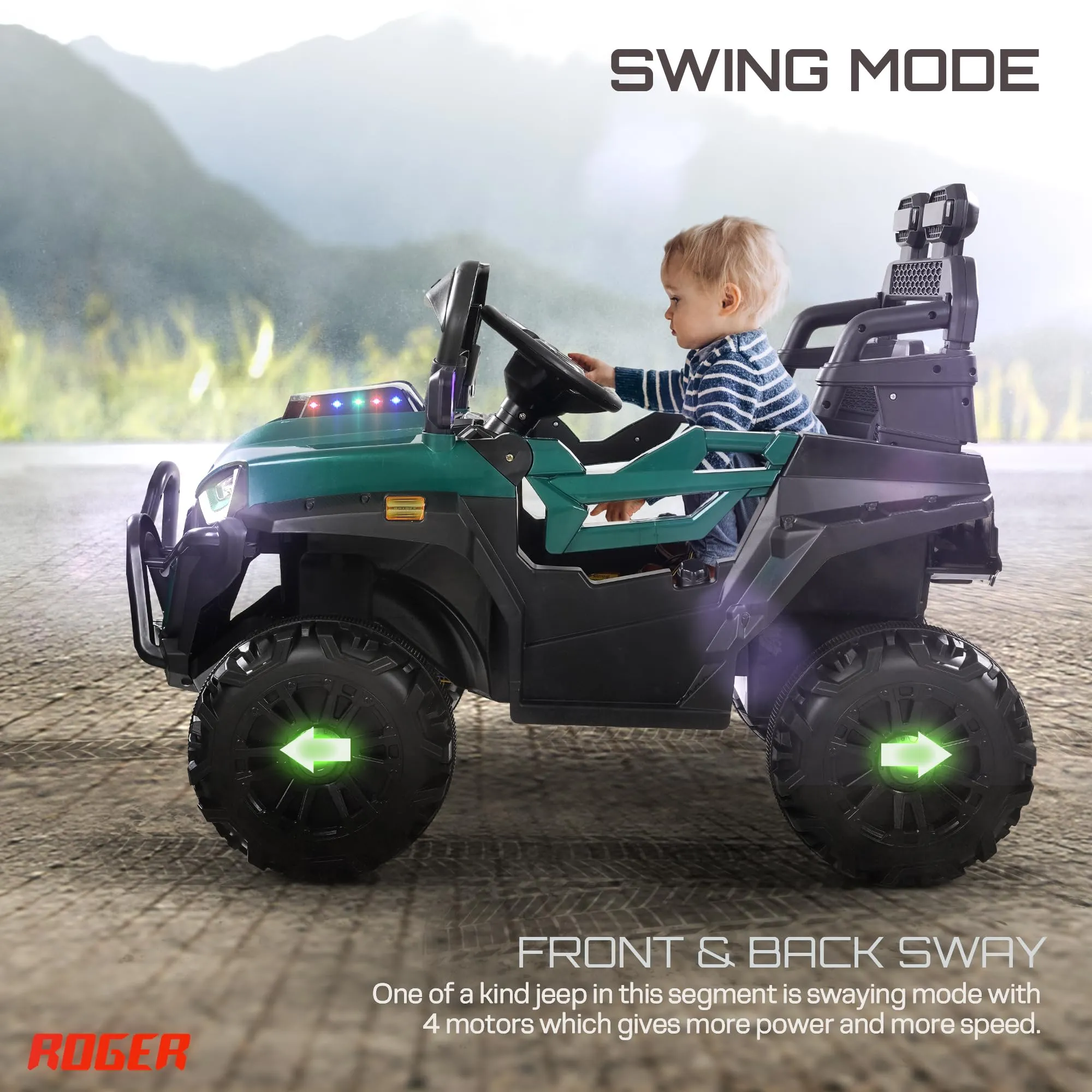 Baybee Roger Rechargeable Battery Operated Jeep for Kids with Light & Music, Electric Jeep for Kids to Drive 3 to 8 Years Boy Girl