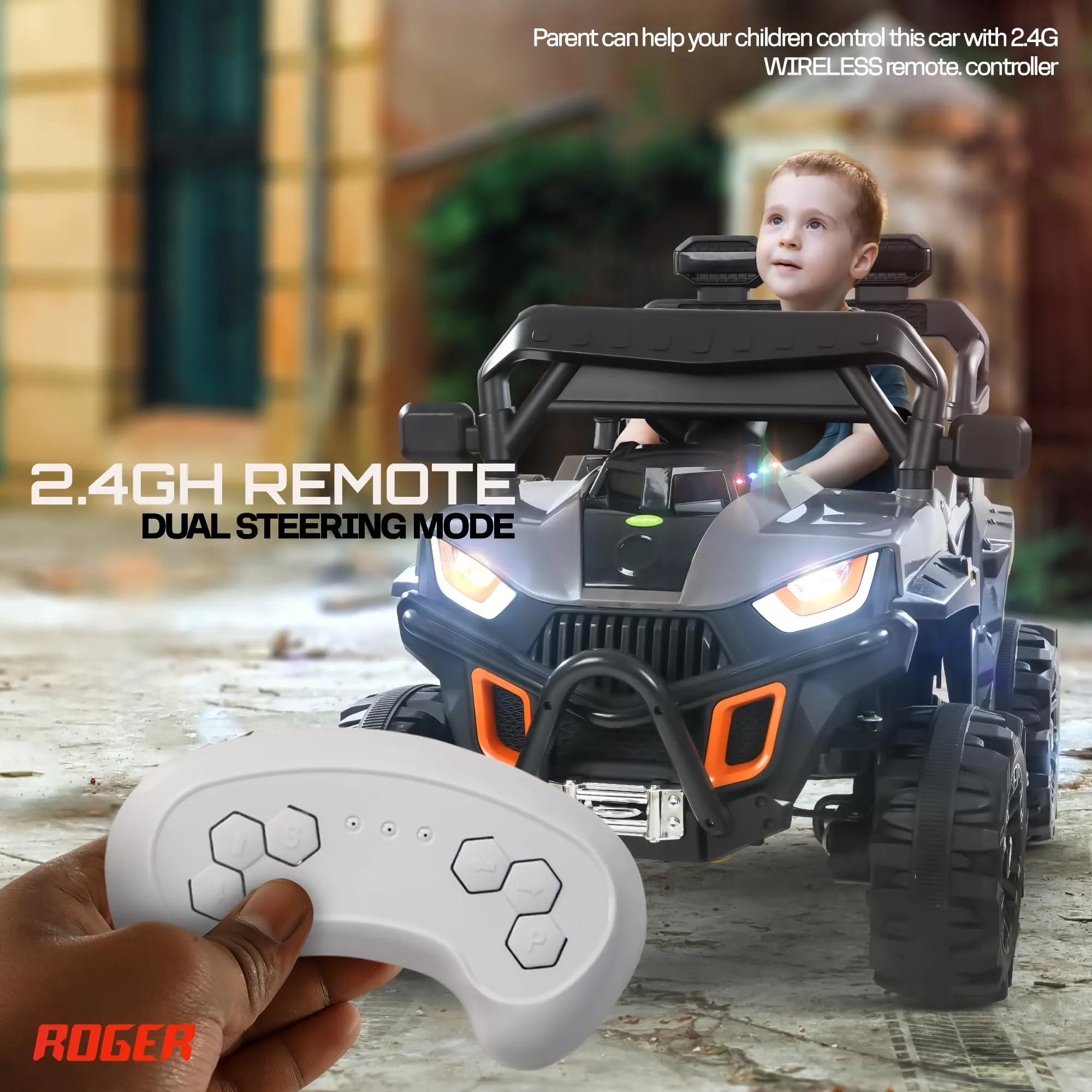 Baybee Roger Rechargeable Battery Operated Jeep for Kids with Light & Music, Electric Jeep for Kids to Drive 3 to 8 Years Boy Girl
