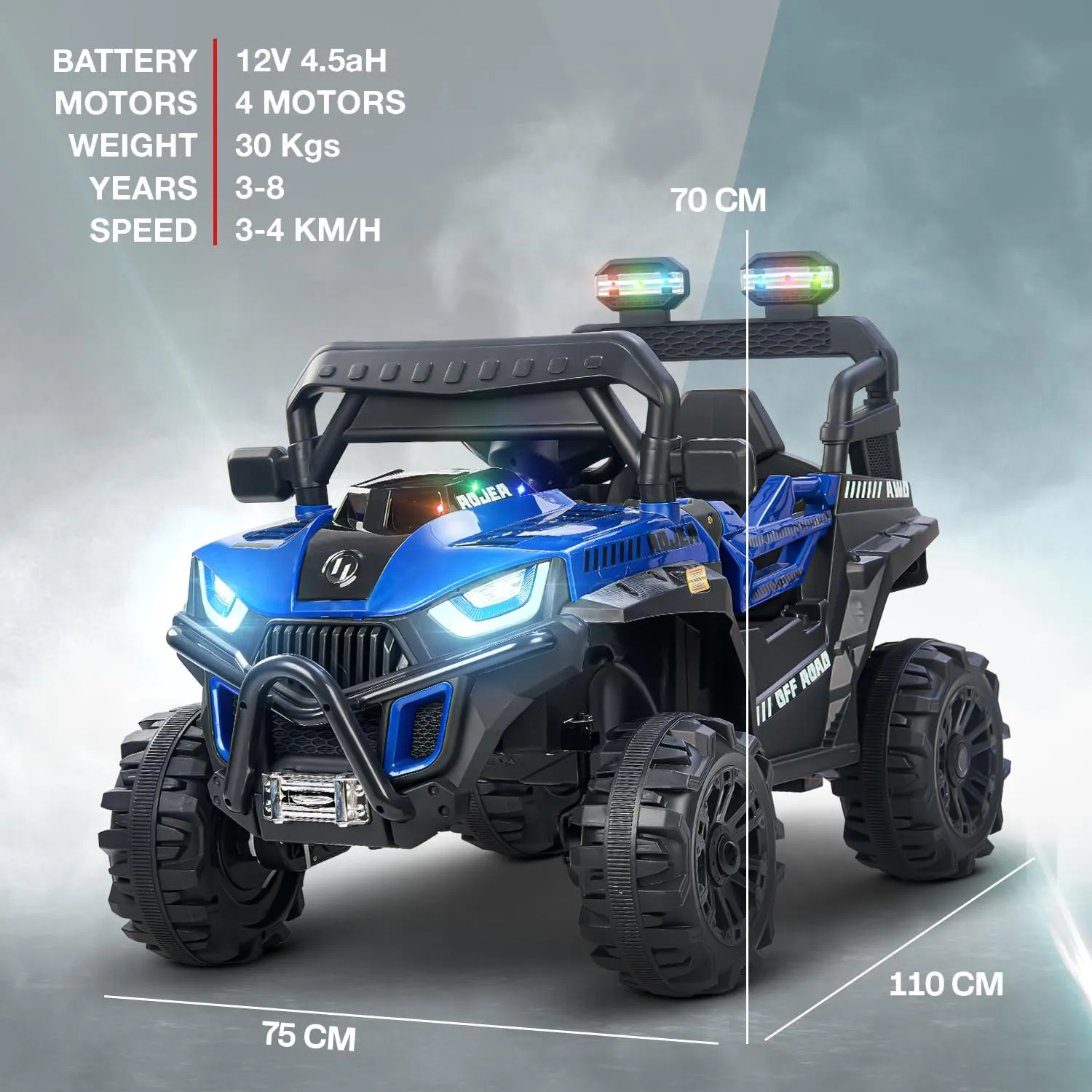 Baybee Roger Rechargeable Battery Operated Jeep for Kids with Light & Music, Electric Jeep for Kids to Drive 3 to 8 Years Boy Girl