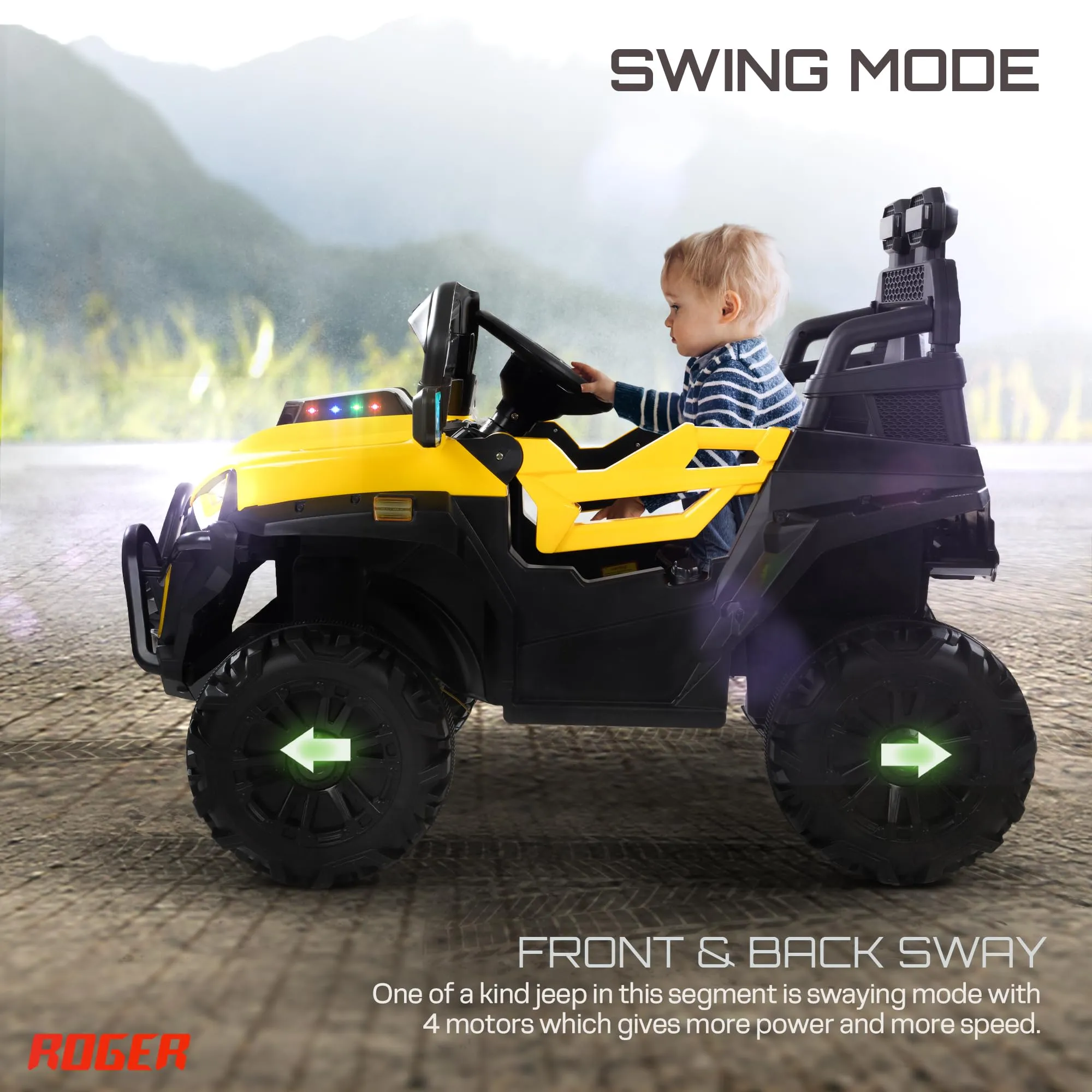 Baybee Roger Rechargeable Battery Operated Jeep for Kids with Light & Music, Electric Jeep for Kids to Drive 3 to 8 Years Boy Girl