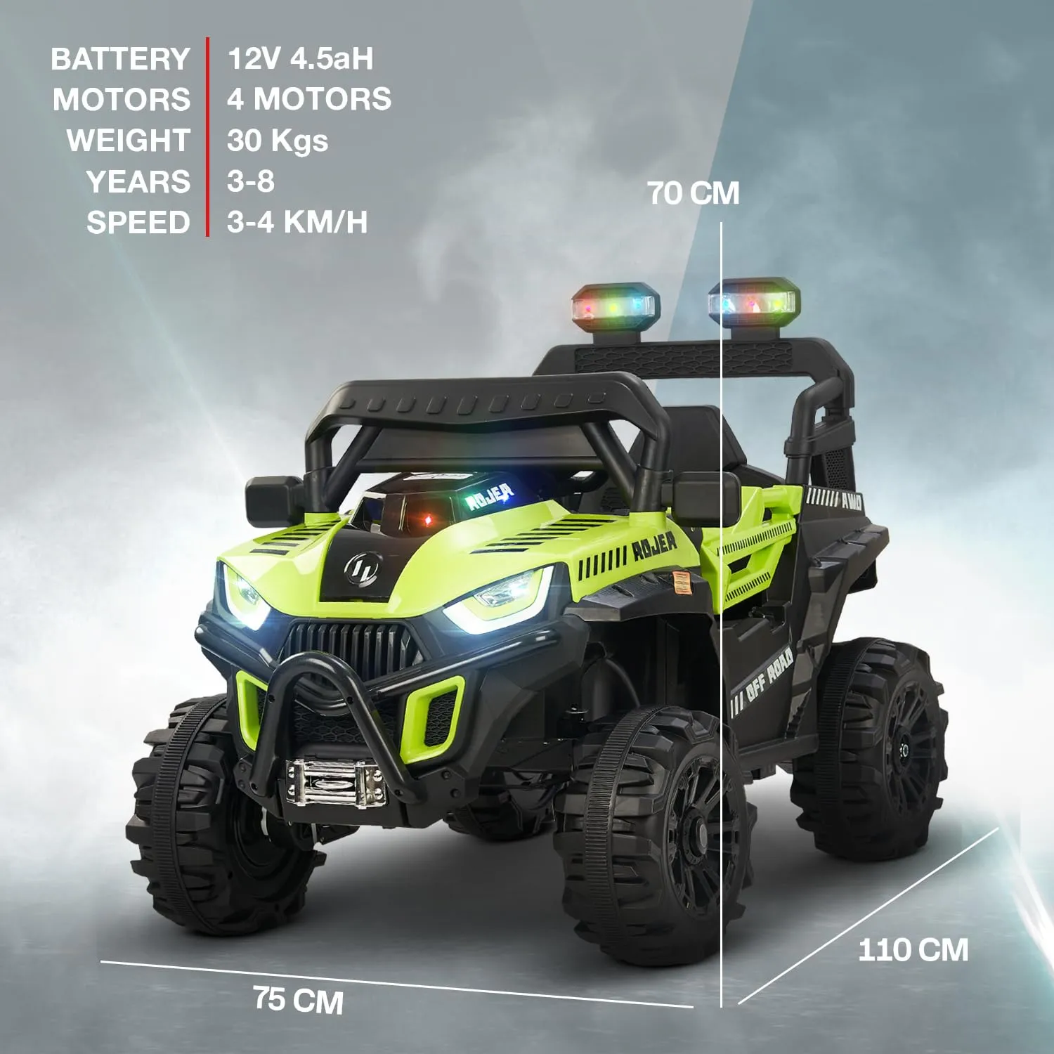 Baybee Roger Rechargeable Battery Operated Jeep for Kids with Light & Music, Electric Jeep for Kids to Drive 3 to 8 Years Boy Girl