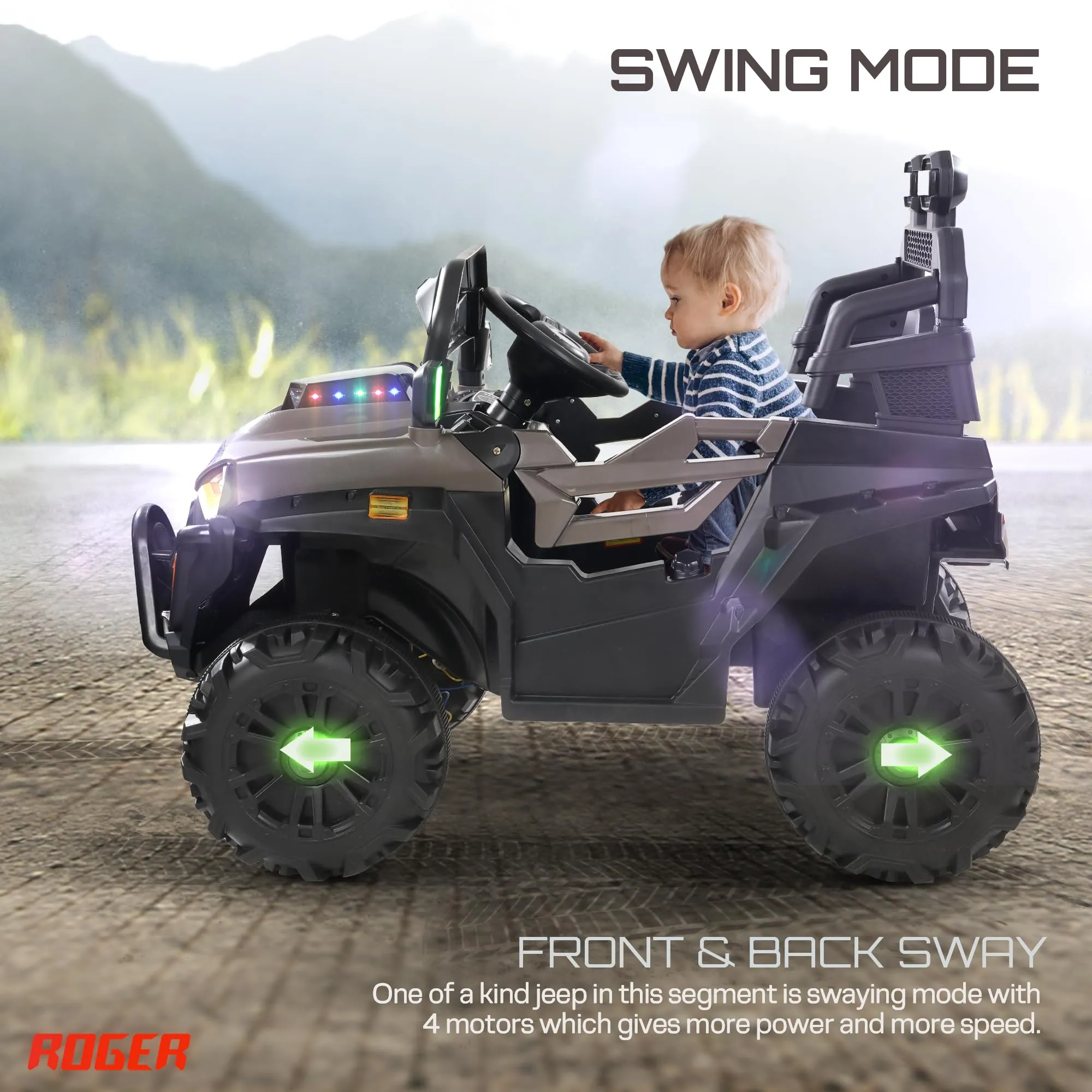 Baybee Roger Rechargeable Battery Operated Jeep for Kids with Light & Music, Electric Jeep for Kids to Drive 3 to 8 Years Boy Girl