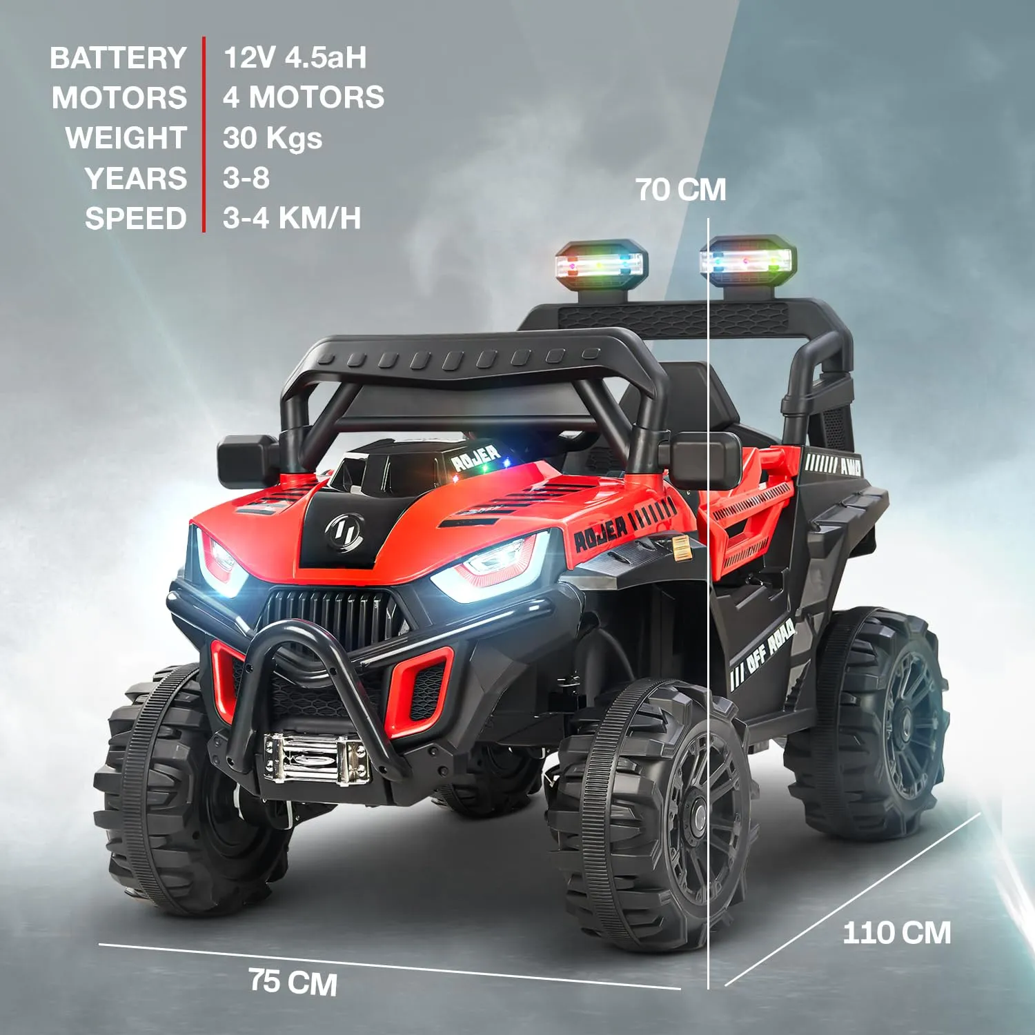 Baybee Roger Rechargeable Battery Operated Jeep for Kids with Light & Music, Electric Jeep for Kids to Drive 3 to 8 Years Boy Girl