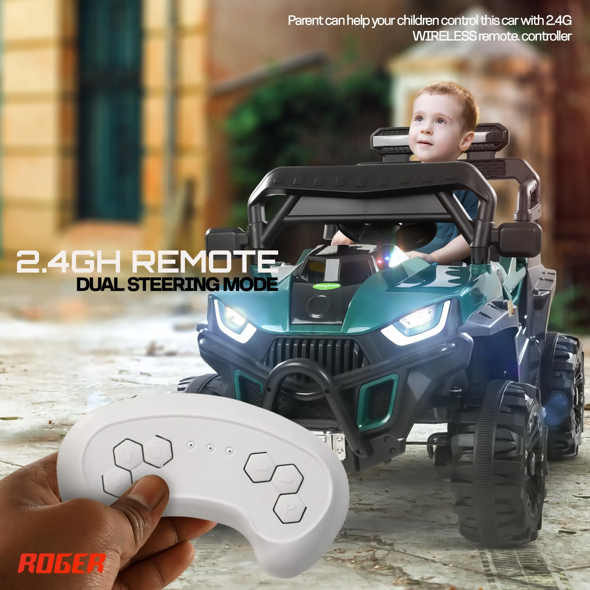 Baybee Roger Rechargeable Battery Operated Jeep for Kids with Light & Music, Electric Jeep for Kids to Drive 3 to 8 Years Boy Girl