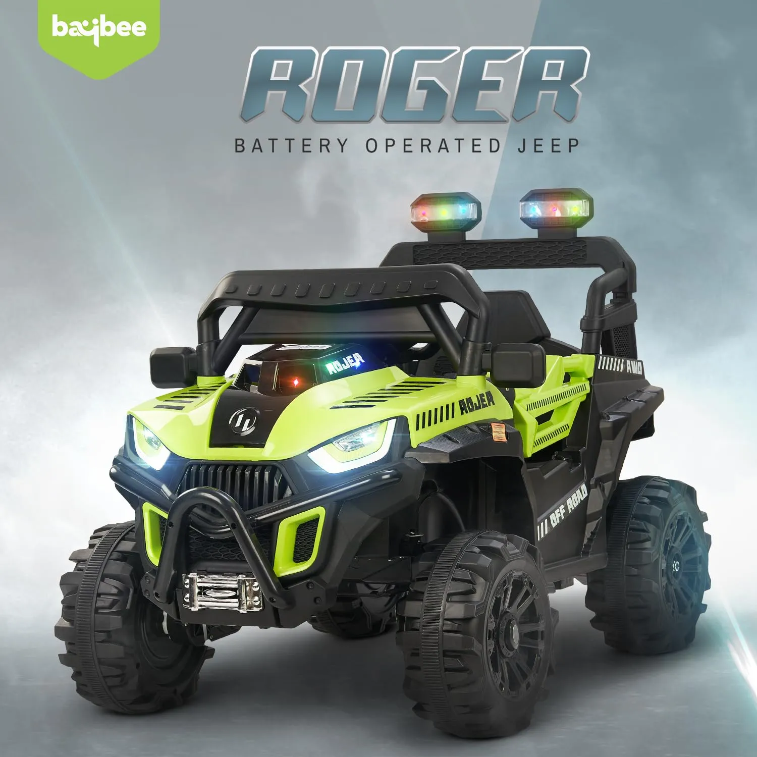 Baybee Roger Rechargeable Battery Operated Jeep for Kids with Light & Music, Electric Jeep for Kids to Drive 3 to 8 Years Boy Girl