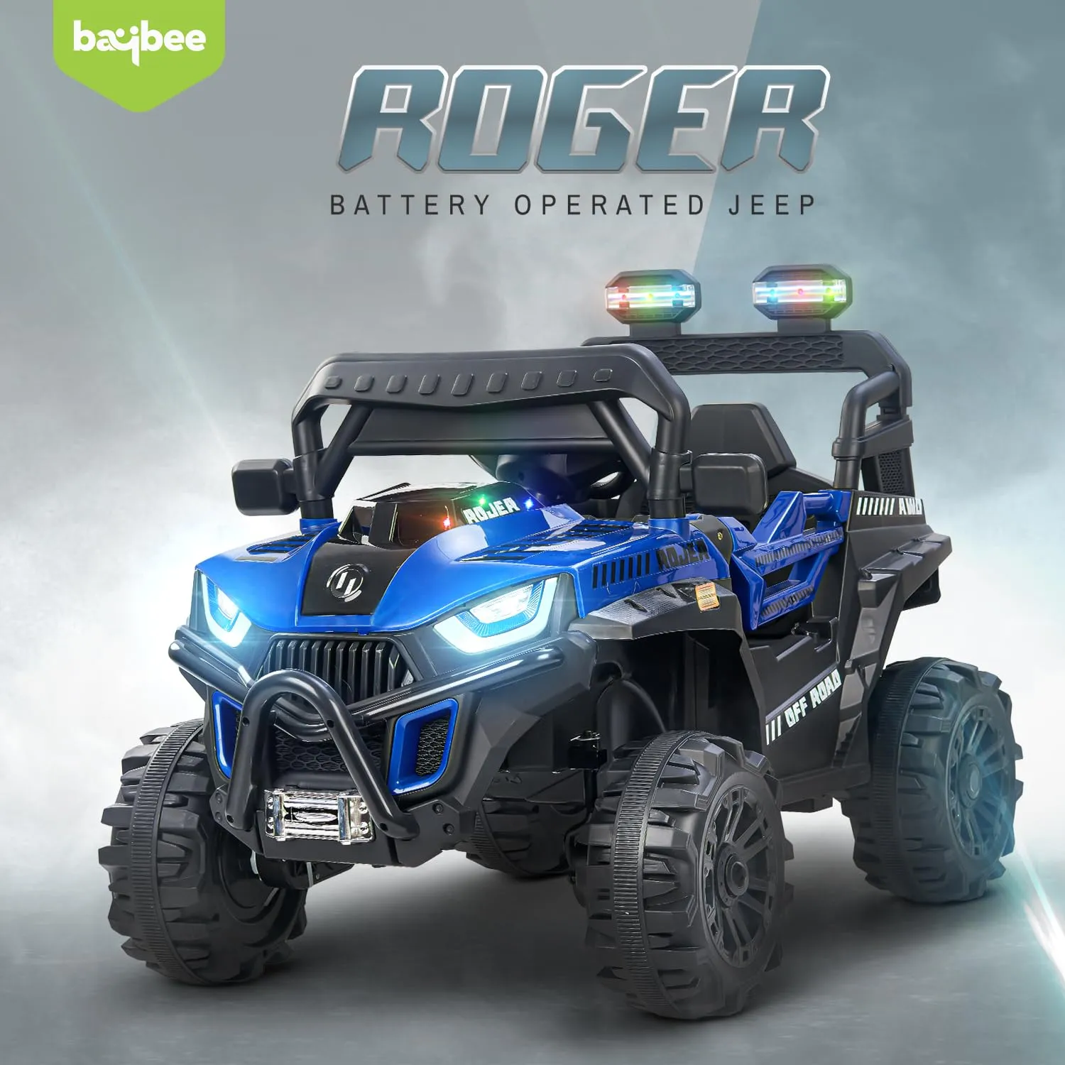 Baybee Roger Rechargeable Battery Operated Jeep for Kids with Light & Music, Electric Jeep for Kids to Drive 3 to 8 Years Boy Girl