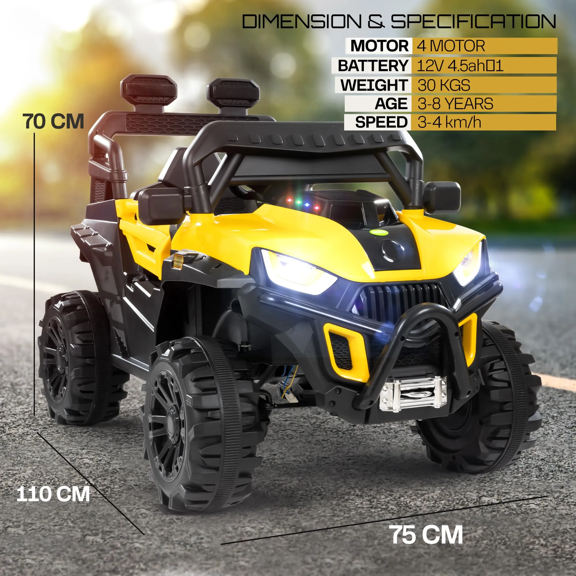 Baybee Roger Rechargeable Battery Operated Jeep for Kids with Light & Music, Electric Jeep for Kids to Drive 3 to 8 Years Boy Girl