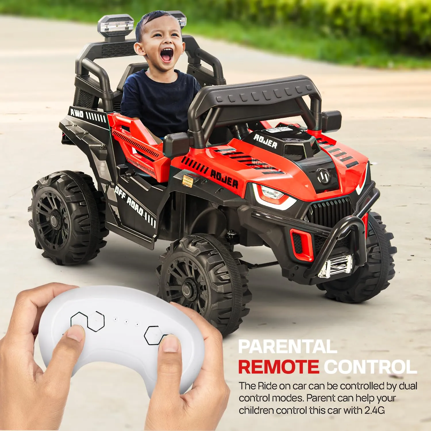 Baybee Roger Rechargeable Battery Operated Jeep for Kids with Light & Music, Electric Jeep for Kids to Drive 3 to 8 Years Boy Girl