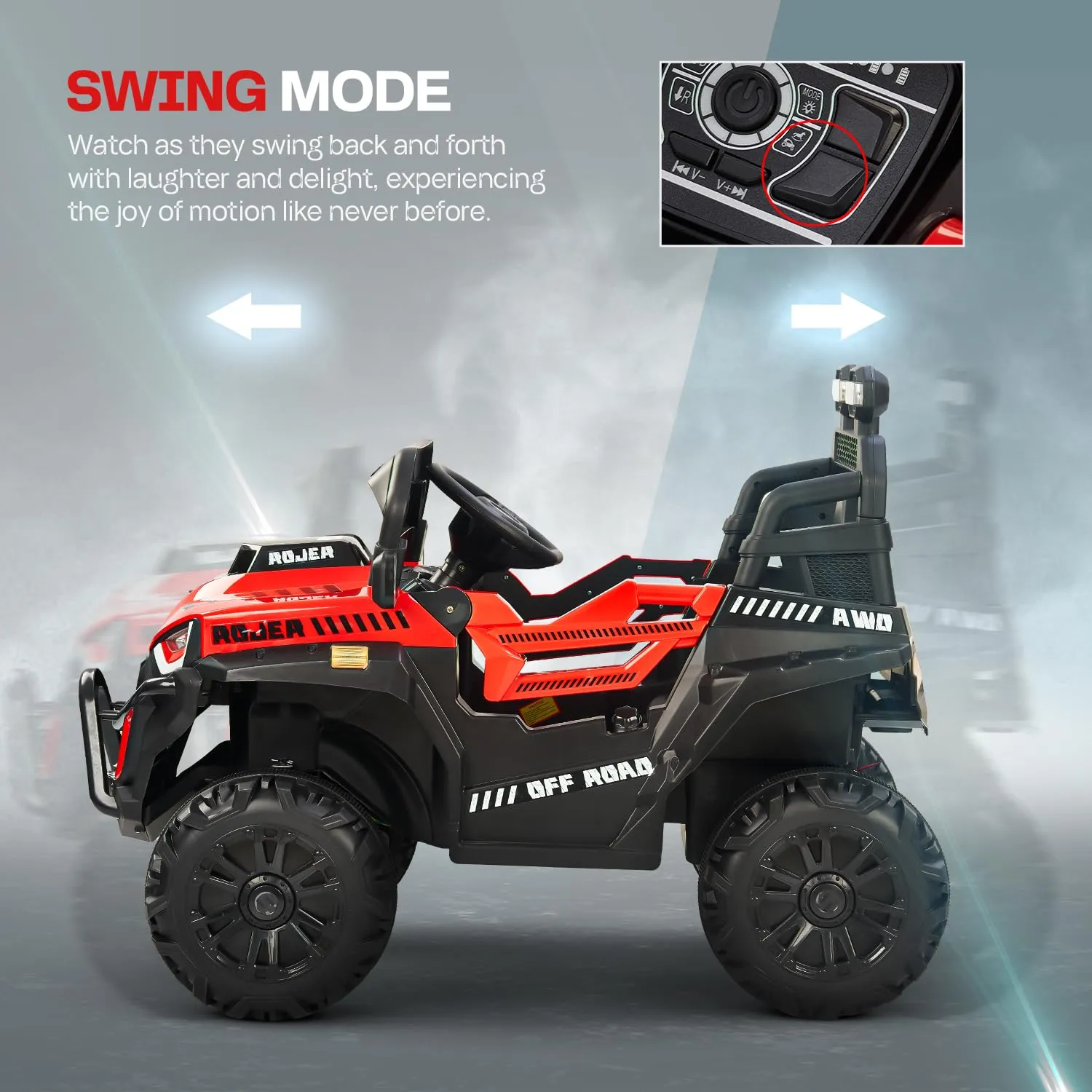Baybee Roger Rechargeable Battery Operated Jeep for Kids with Light & Music, Electric Jeep for Kids to Drive 3 to 8 Years Boy Girl