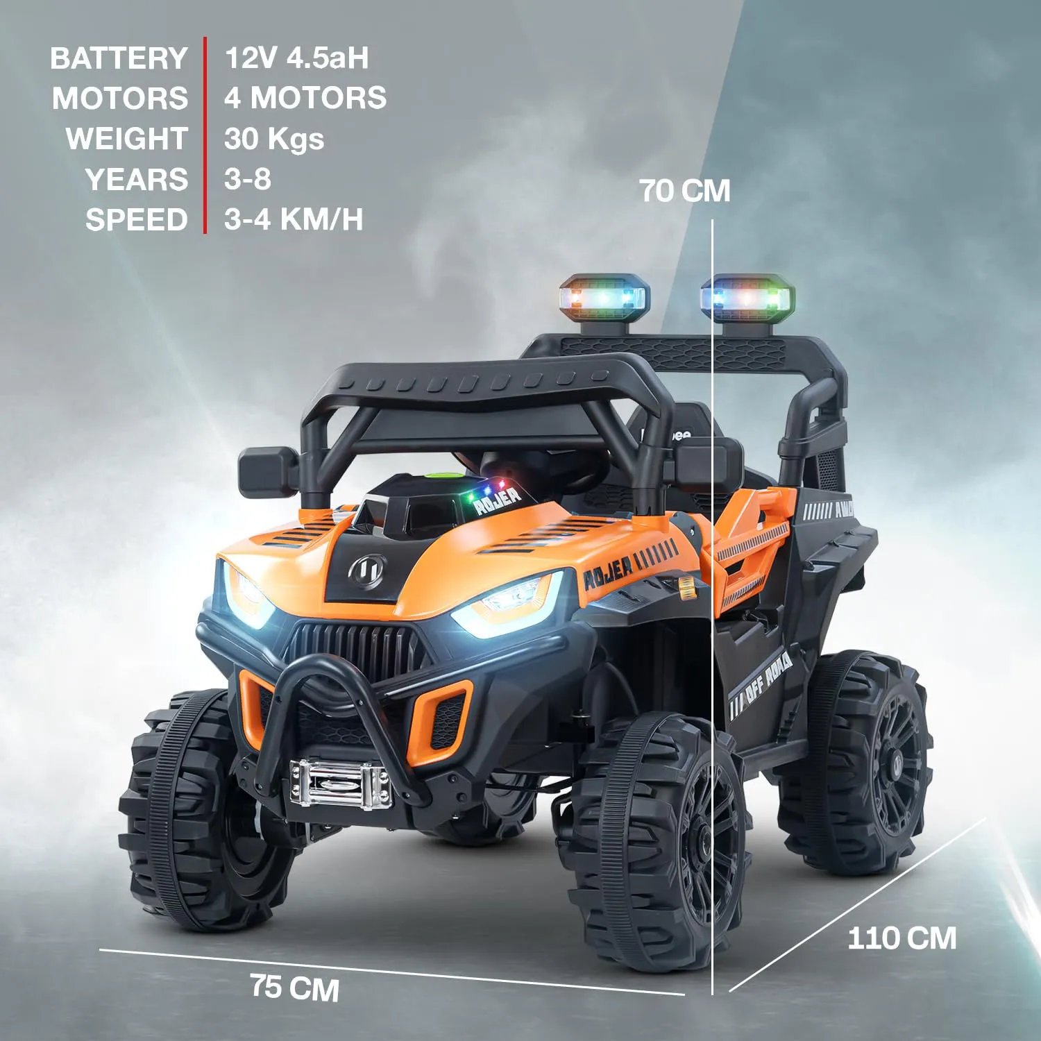 Baybee Roger Rechargeable Battery Operated Jeep for Kids with Light & Music, Electric Jeep for Kids to Drive 3 to 8 Years Boy Girl