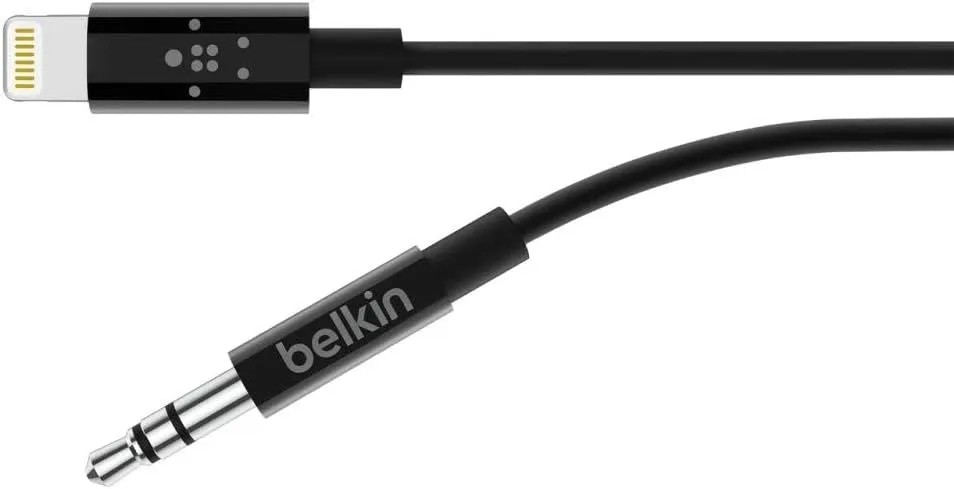 Belkin 0.9M 3.5mm Audio Aux Cable with Lightning Connector Black - AV10172bt03-BLK