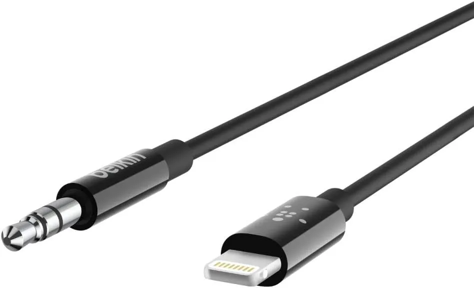 Belkin 0.9M 3.5mm Audio Aux Cable with Lightning Connector Black - AV10172bt03-BLK