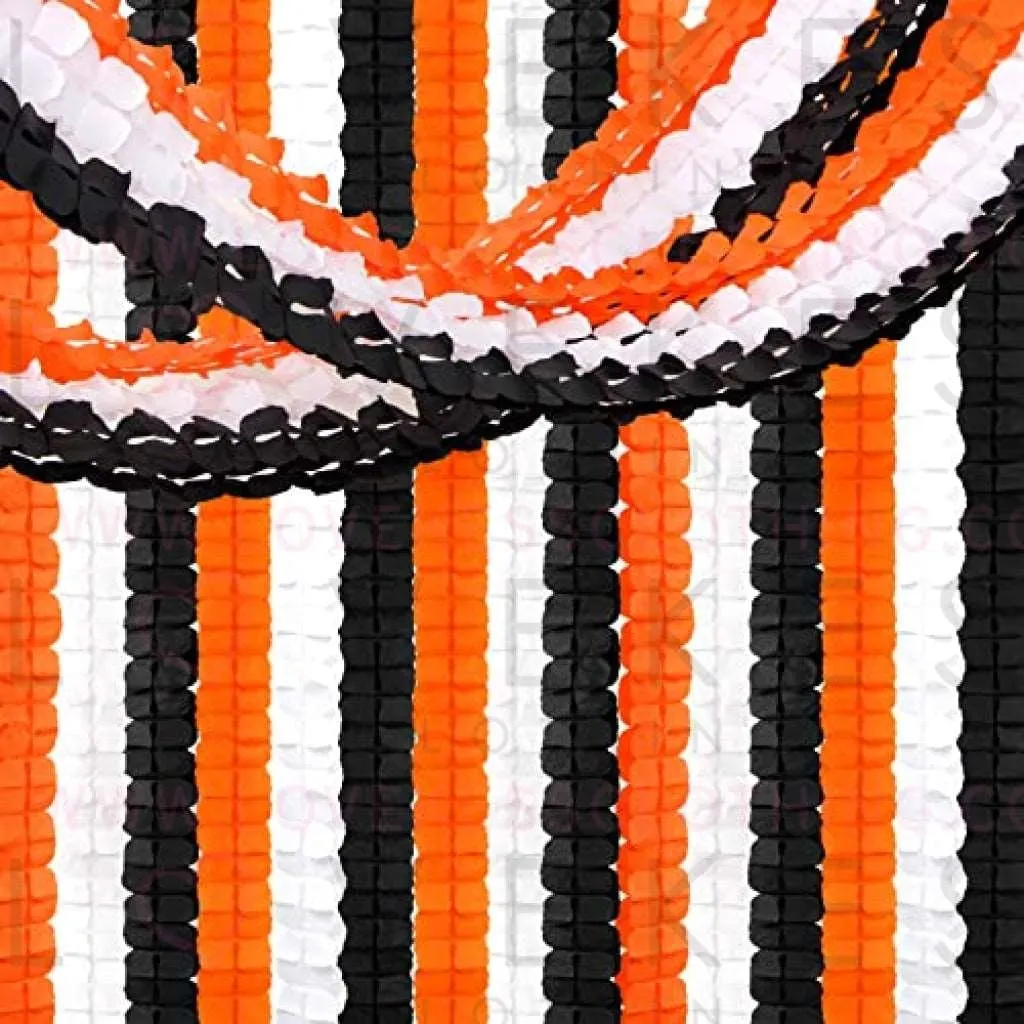 Black-White Orange halloween Party-Decorations Streamers-Garland - 12pcs 4-Leaf Clover Paper Streamer,Graduation Wedding Birthday Bachelorette Baby Bridal Shower Banners Decor Ouruola