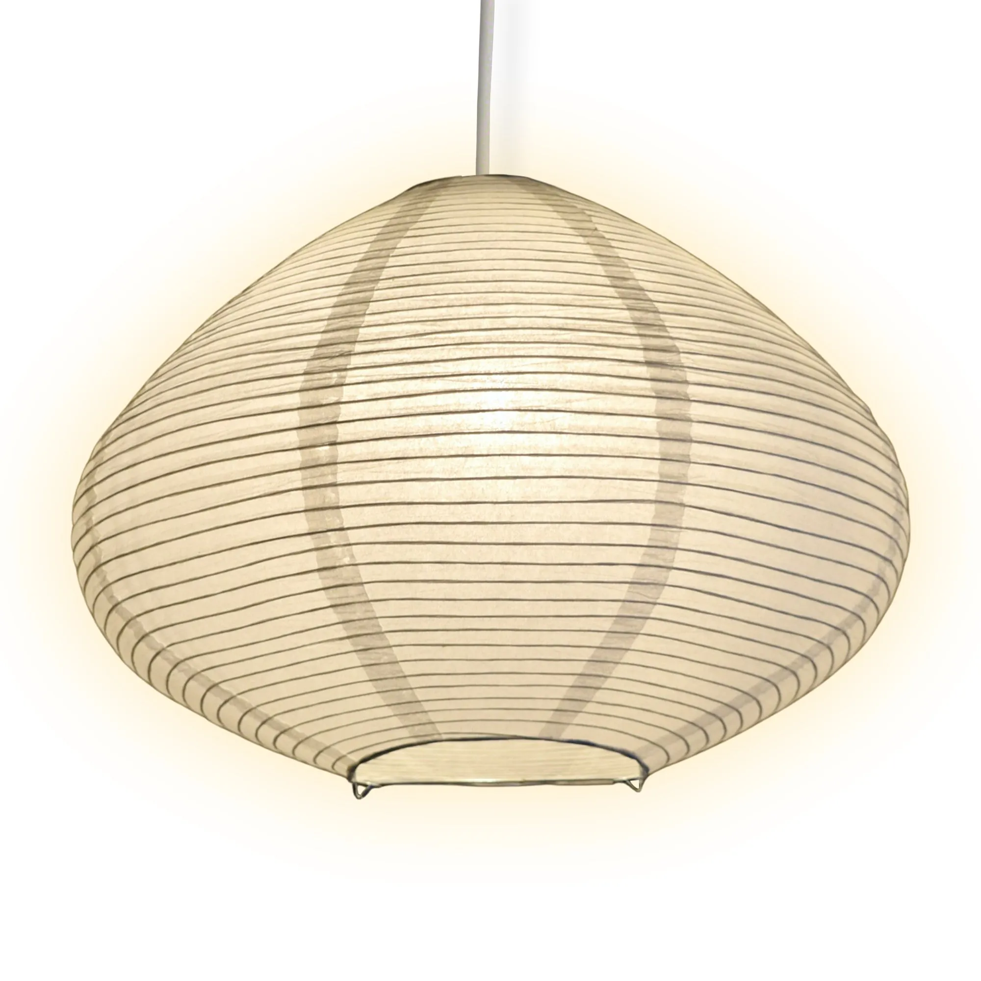 Bulbous Shaped Premium Fine Line Paper Lantern, White (16"W x 11"H)