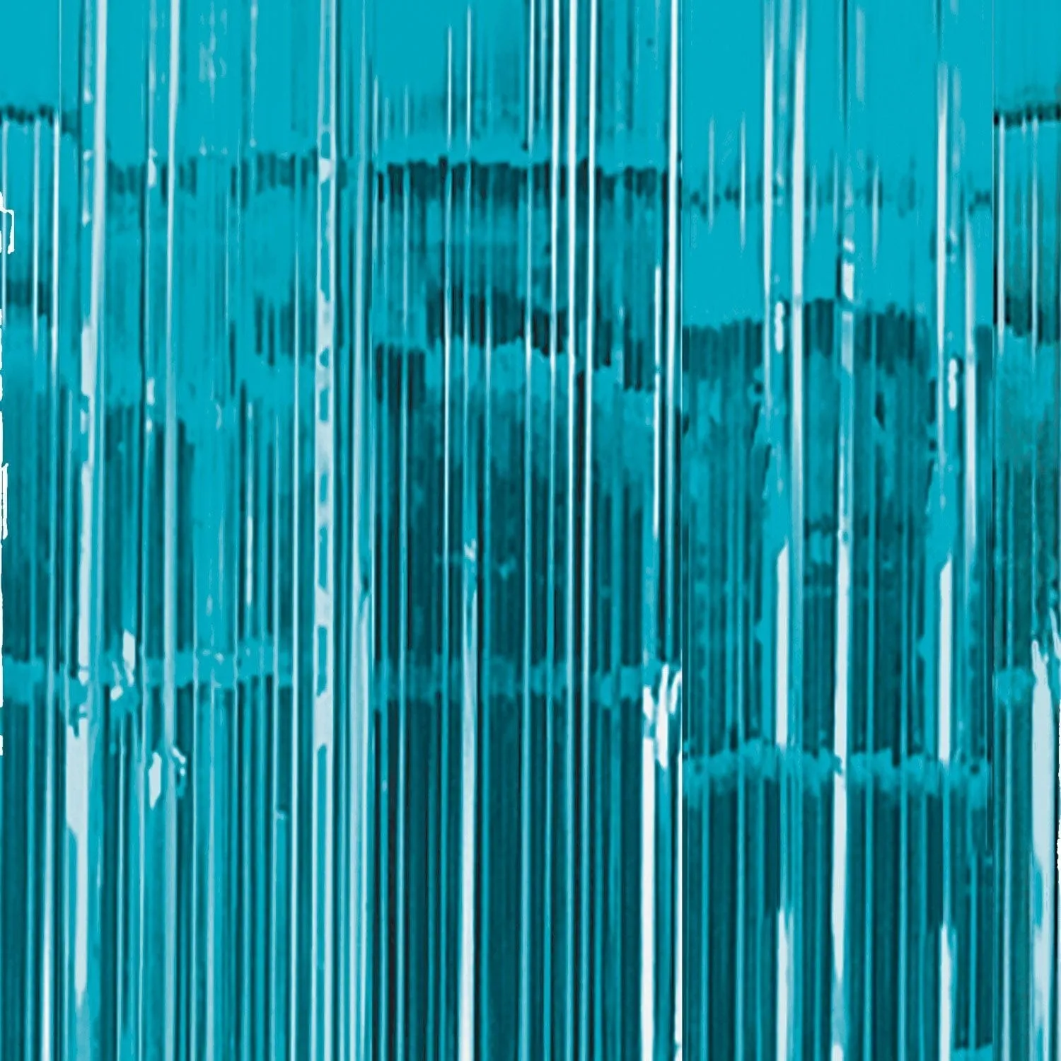 Caribbean Blue Fringe Foil Curtain