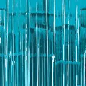 Caribbean Blue Fringe Foil Curtain