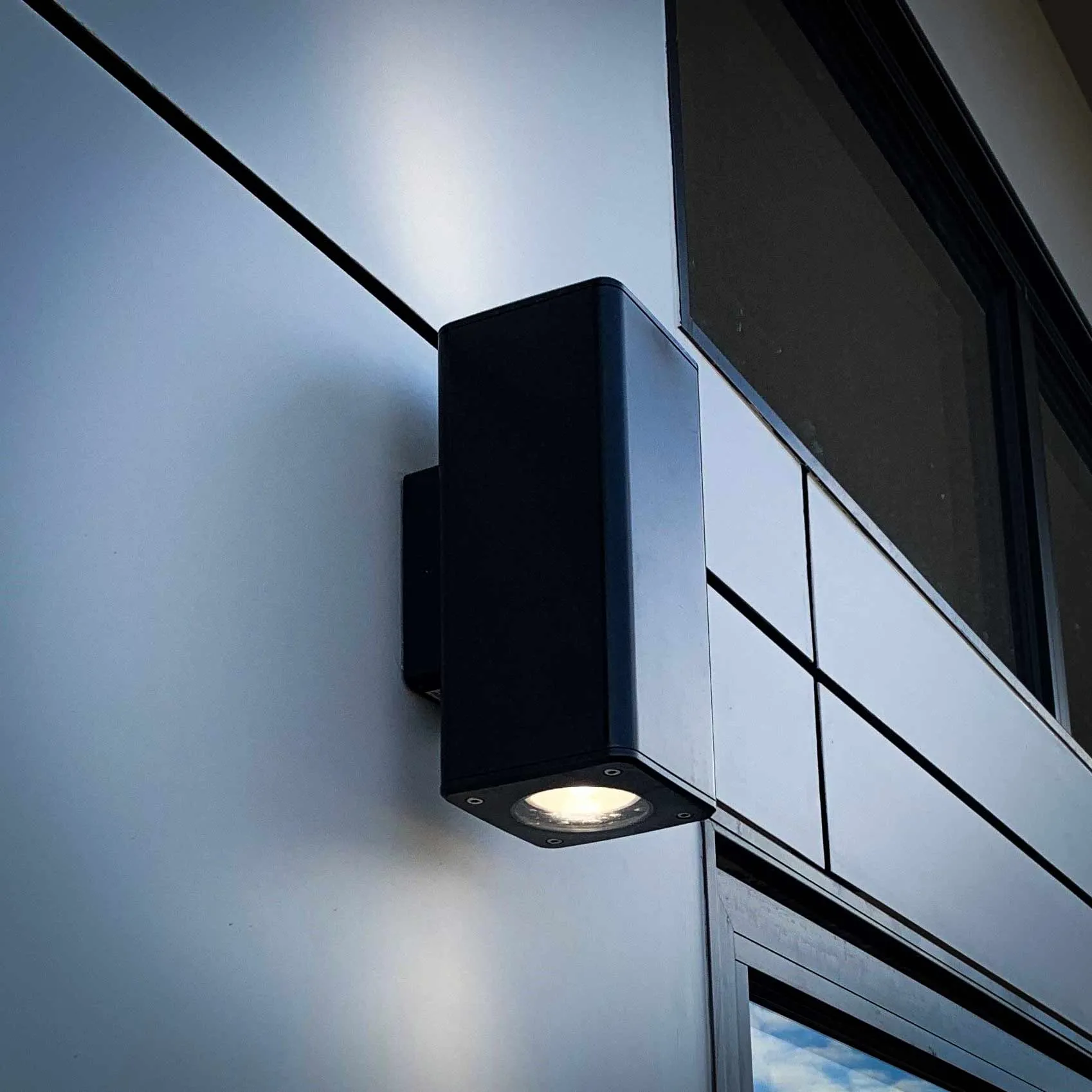 CLEARANCE Architectural 2 Light LED Outdoor Up/Down Wall Light Square in Black