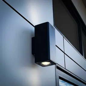 CLEARANCE Architectural 2 Light LED Outdoor Up/Down Wall Light Square in Black