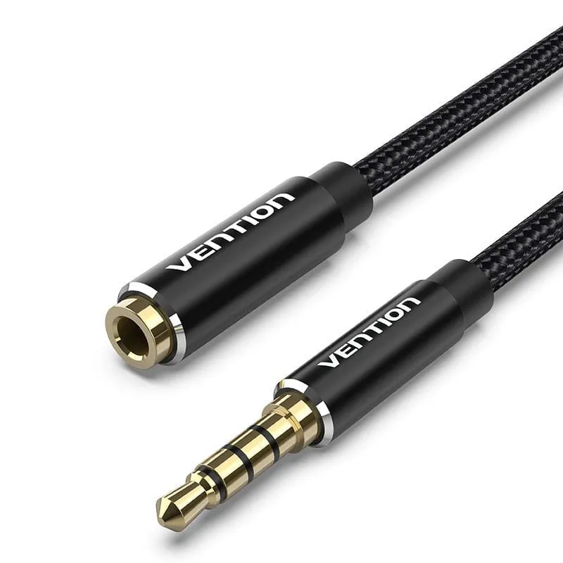 [CLEARANCE] Vention TRRS 3.5mm Male to Female Audio Extension AUX Cable Aluminum Type Alloy Cotton Braided for Speakers, Laptops, MP3 and DVD Players, TV (Black, Blue) (0.5M, 1M, 1.5M, 2M, 3M, 5M) | BHC