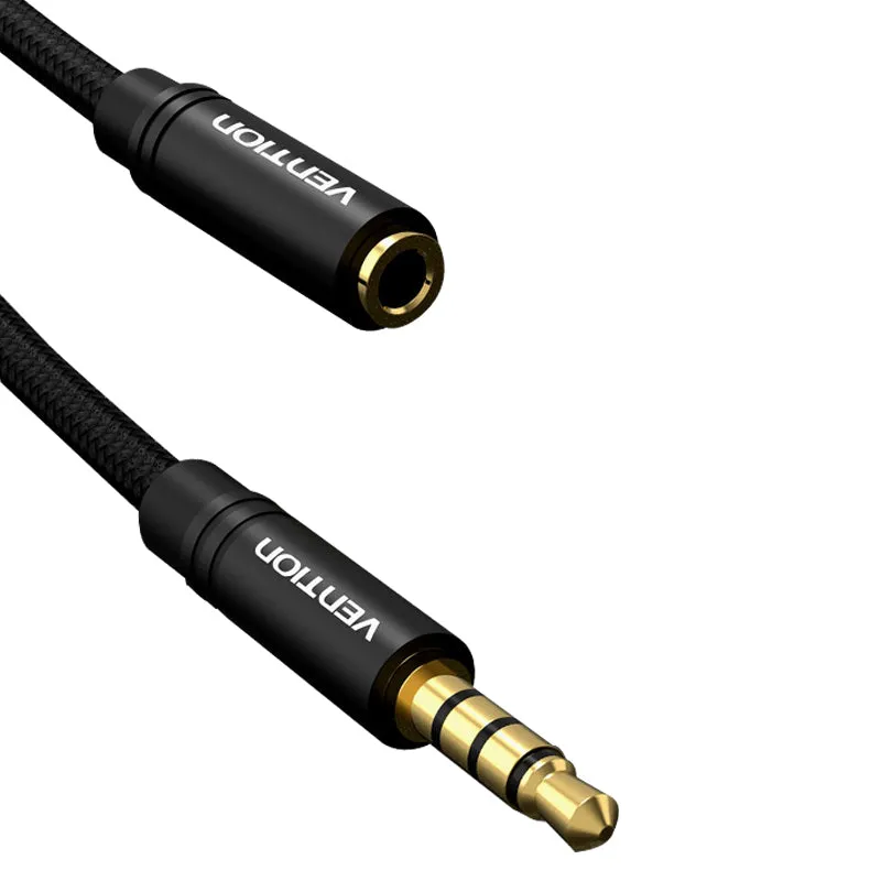 [CLEARANCE] Vention TRRS 3.5mm Male to Female Audio Extension AUX Cable Aluminum Type Alloy Cotton Braided for Speakers, Laptops, MP3 and DVD Players, TV (Black, Blue) (0.5M, 1M, 1.5M, 2M, 3M, 5M) | BHC