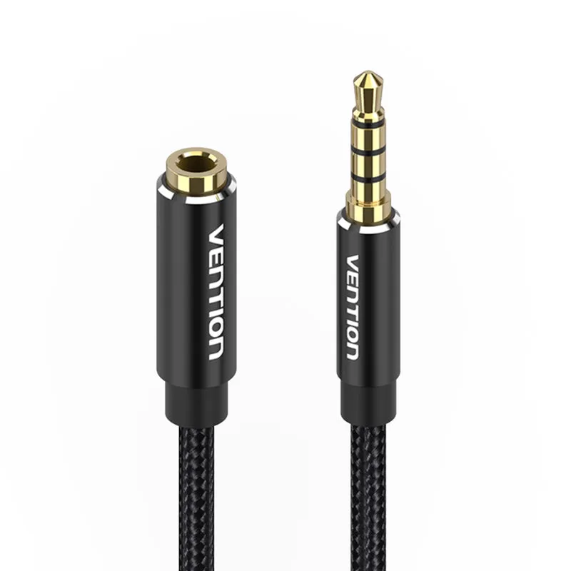[CLEARANCE] Vention TRRS 3.5mm Male to Female Audio Extension AUX Cable Aluminum Type Alloy Cotton Braided for Speakers, Laptops, MP3 and DVD Players, TV (Black, Blue) (0.5M, 1M, 1.5M, 2M, 3M, 5M) | BHC