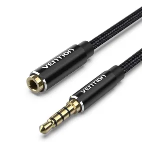 [CLEARANCE] Vention TRRS 3.5mm Male to Female Audio Extension AUX Cable Aluminum Type Alloy Cotton Braided for Speakers, Laptops, MP3 and DVD Players, TV (Black, Blue) (0.5M, 1M, 1.5M, 2M, 3M, 5M) | BHC