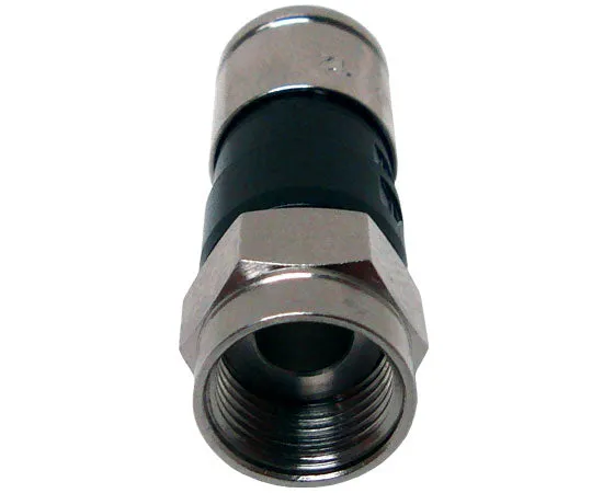 Compression RG6 Coax Cable Connector, EX Universal, Standard Shield F-Type, Black Band - 50pc Bag