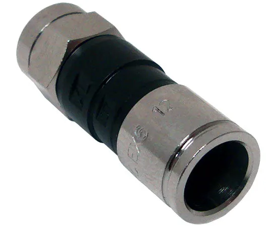 Compression RG6 Coax Cable Connector, EX Universal, Standard Shield F-Type, Black Band - 50pc Bag