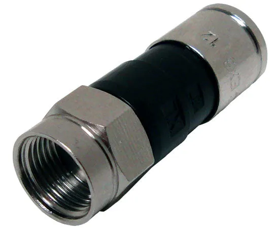 Compression RG6 Coax Cable Connector, EX Universal, Standard Shield F-Type, Black Band - 50pc Bag