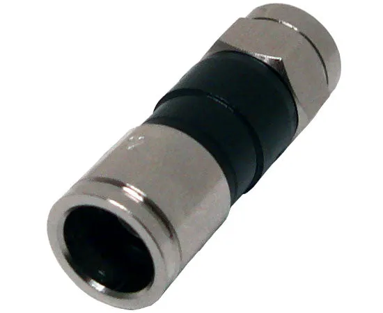 Compression RG6 Coax Cable Connector, EX Universal, Standard Shield F-Type, Black Band - 50pc Bag