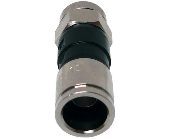 Compression RG6 Coax Cable Connector, EX Universal, Standard Shield F-Type, Black Band - 50pc Bag