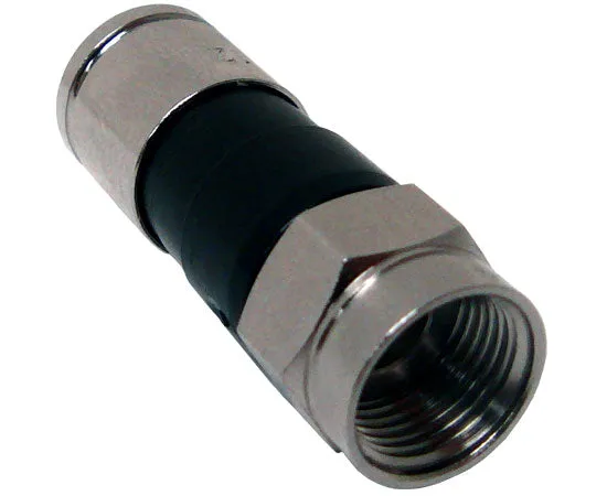 Compression RG6 Coax Cable Connector, EX Universal, Standard Shield F-Type, Black Band - 50pc Bag