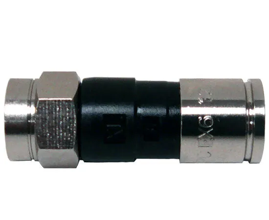 Compression RG6 Coax Cable Connector, EX Universal, Standard Shield F-Type, Black Band - 50pc Bag