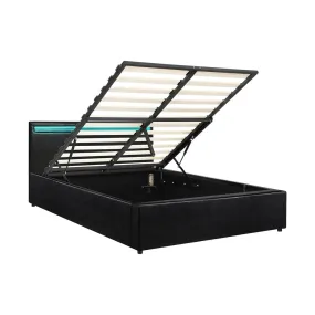 CORE Bed Frame RGB LED Gas Lift Storage Base Black