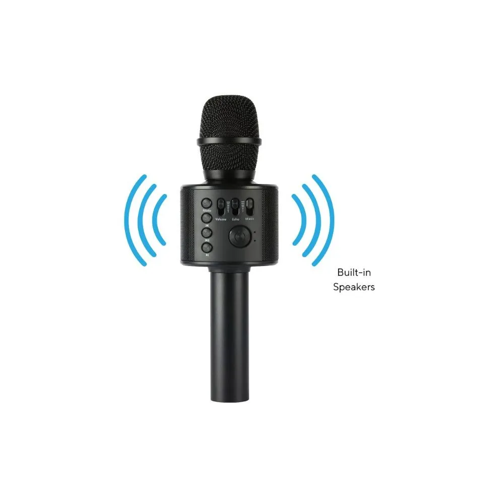Core Innovations KRMC101BL Wireless Bluetooth Karaoke Microphone with Built-in Speakers, Black